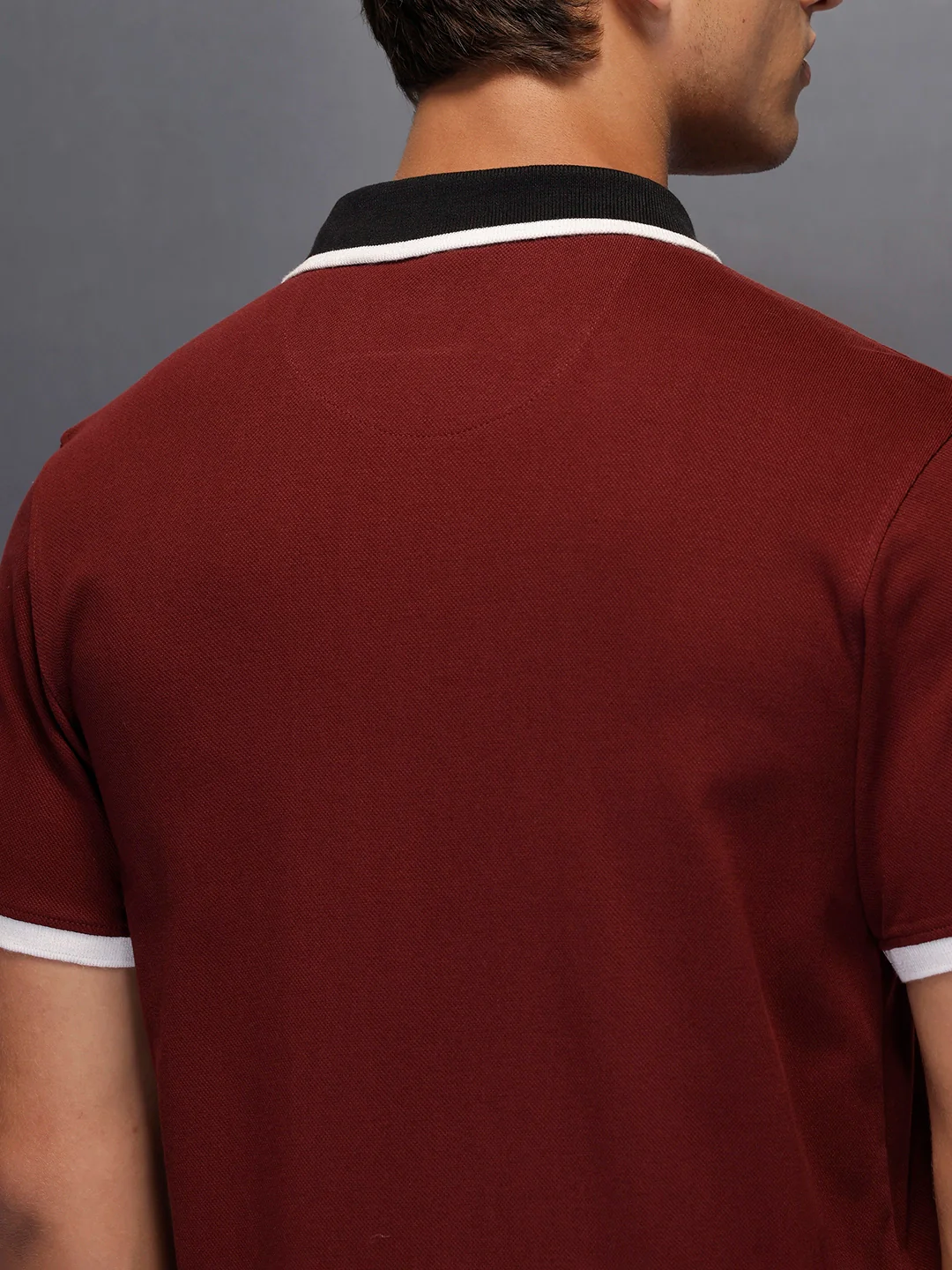 Solid Slim Fit Polo T-Shirt   |  Maroon - Image 5