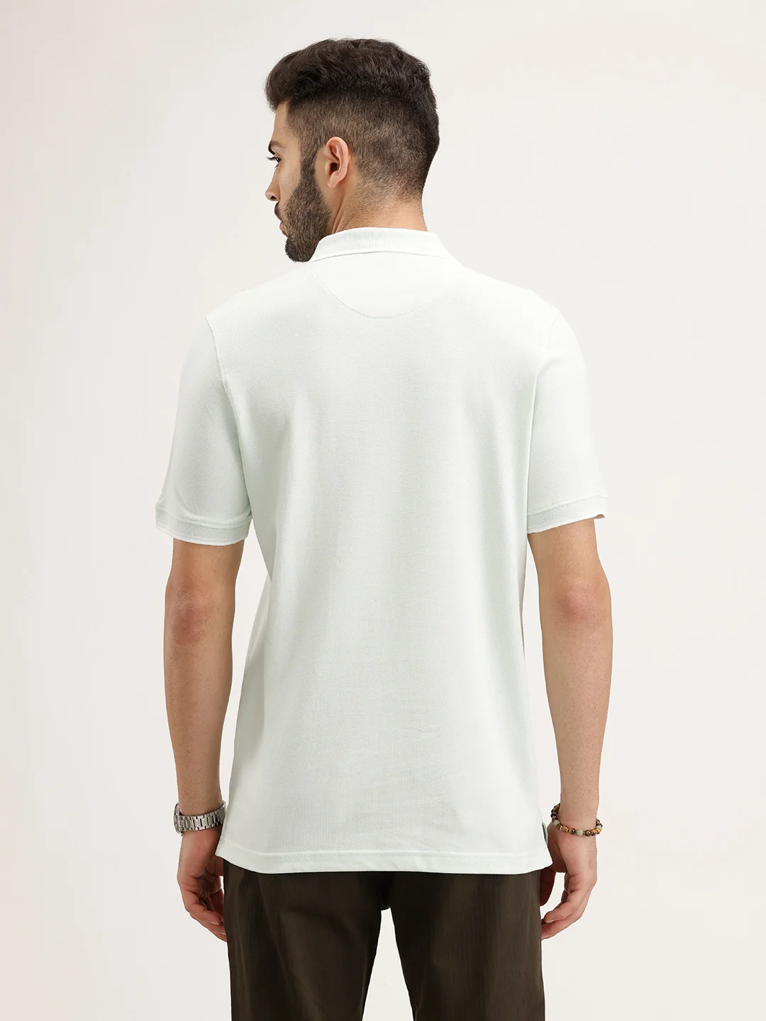 Solid Slim Fit Polo T-Shirt | Light Green - Image 3