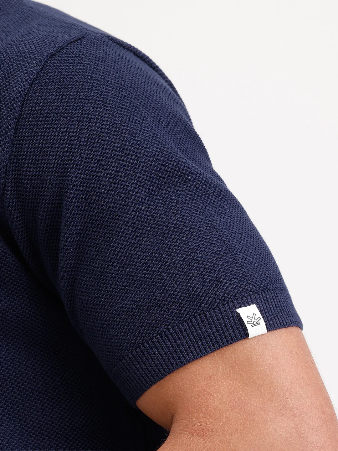 Slim Fit Flat Knit Polo T-Shirt | Navy - Image 5