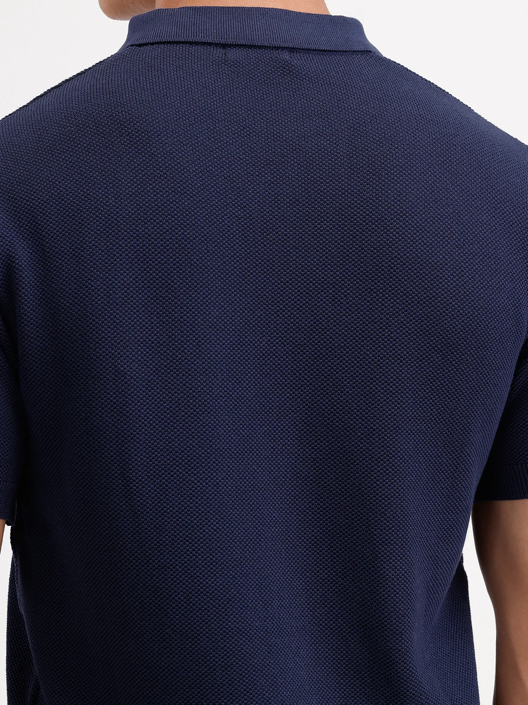 Slim Fit Flat Knit Polo T-Shirt | Navy - Image 8
