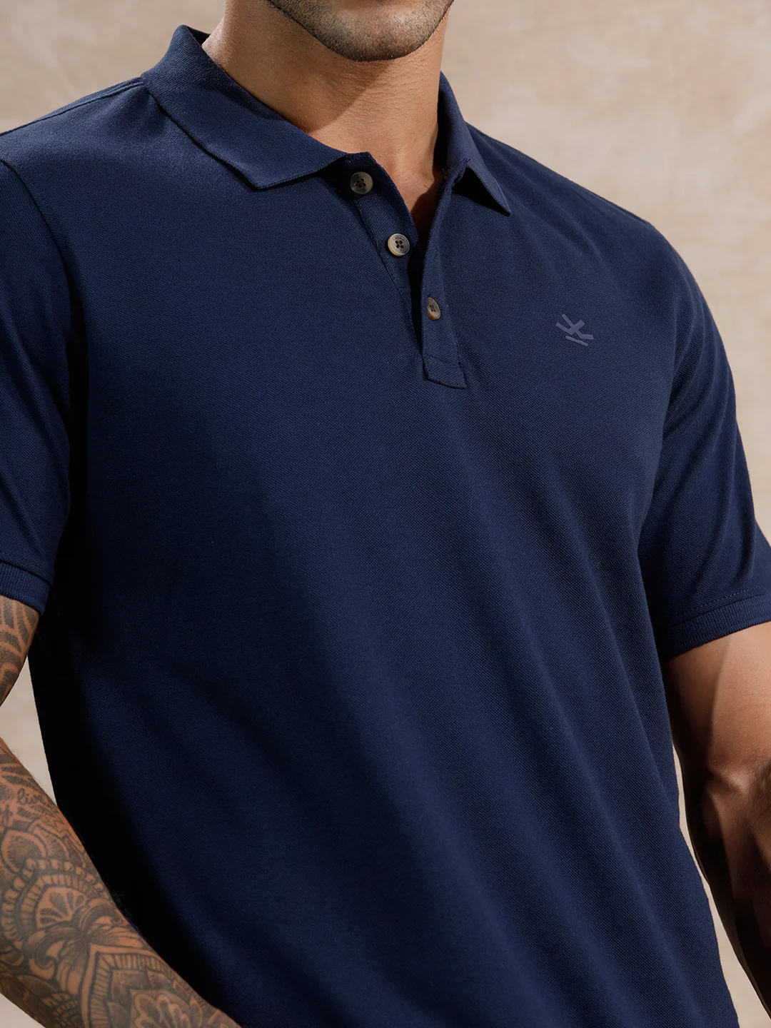 Solid Slim Fit Polo T-Shirt  | Navy Blue - Image 5