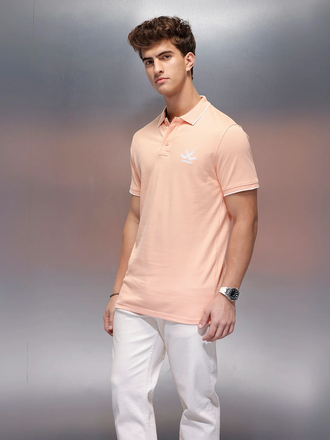 Solid Slim Fit Polo T-Shirt  | Orange - Image 6