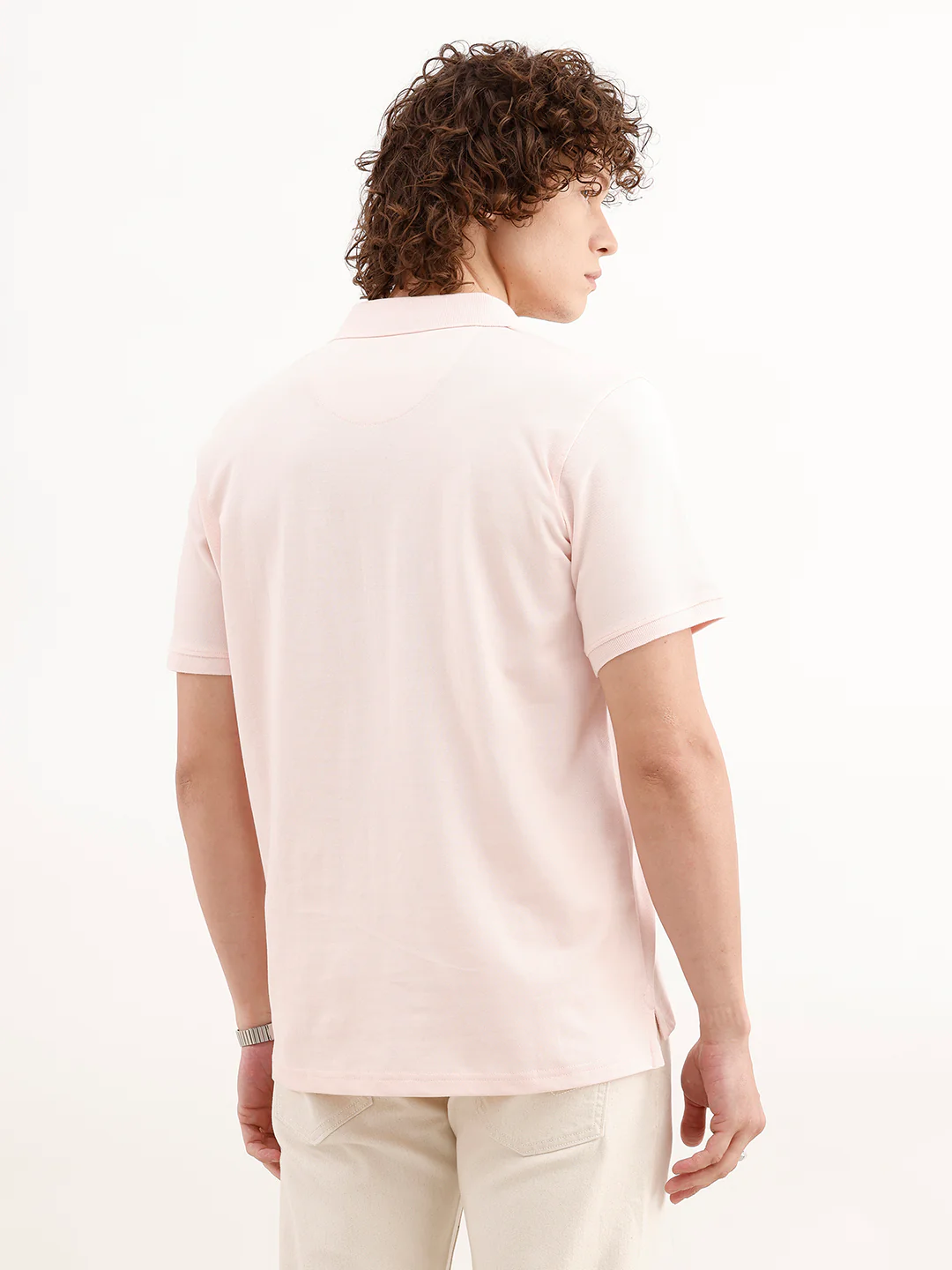 Solid Slim Fit Polo T-Shirt | Pink - Image 3