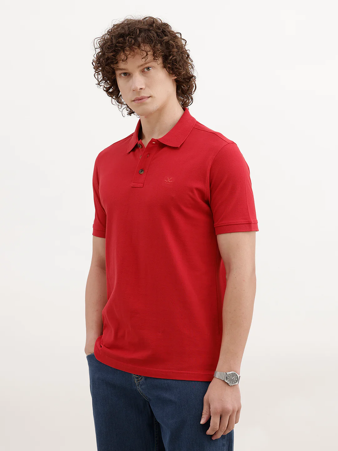 Solid Slim Fit Polo T-Shirt | Red - Image 4