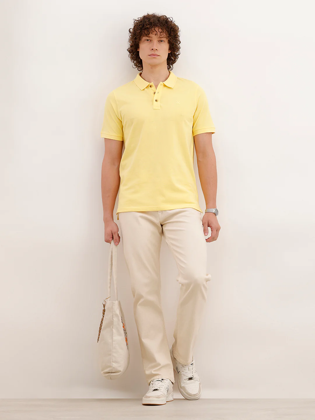 Solid Slim Fit Polo T-Shirt | Yellow - Image 2