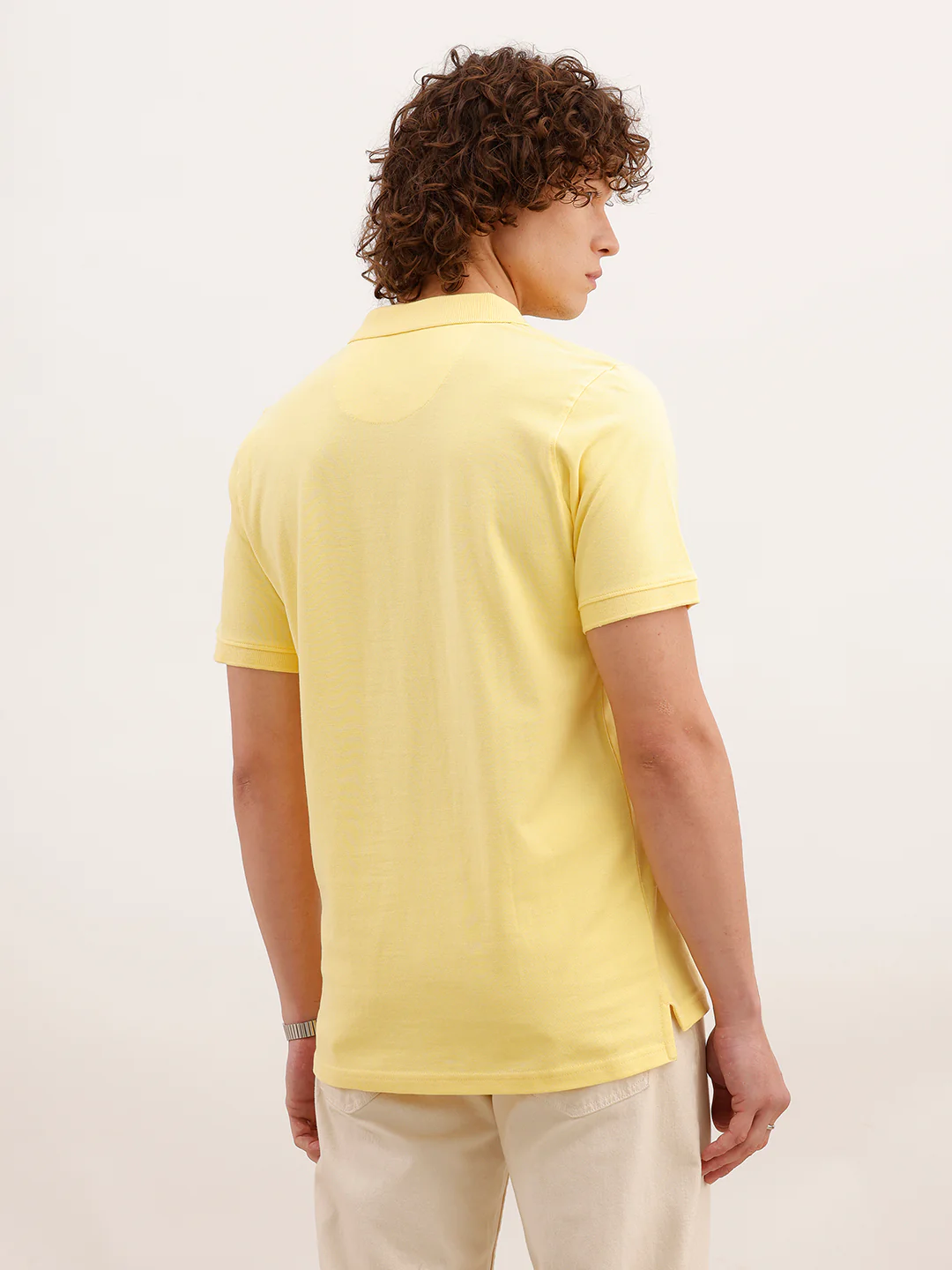 Solid Slim Fit Polo T-Shirt | Yellow - Image 3