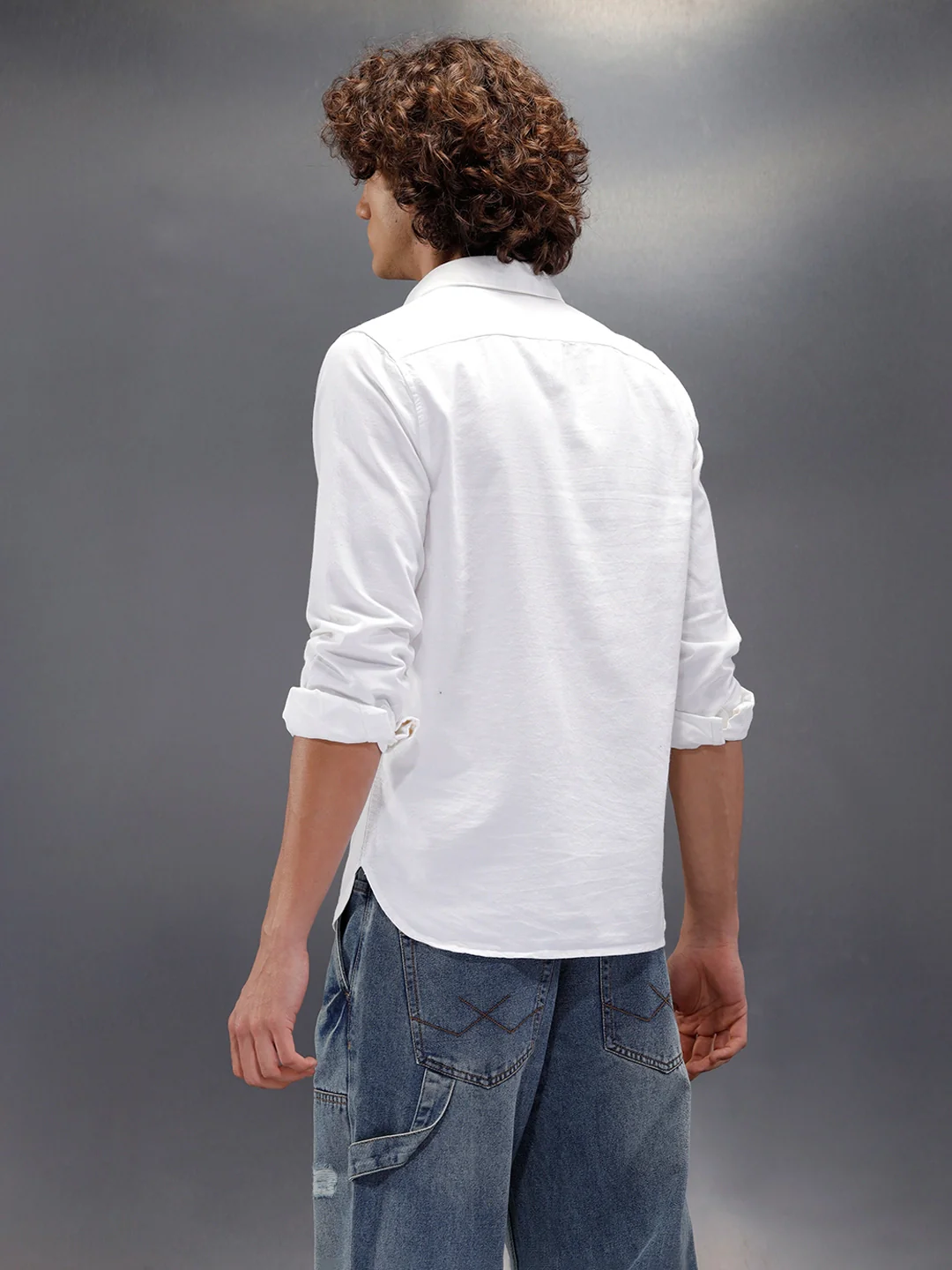 Solid Regualr Fit Shirt With Branding | White - Image 3