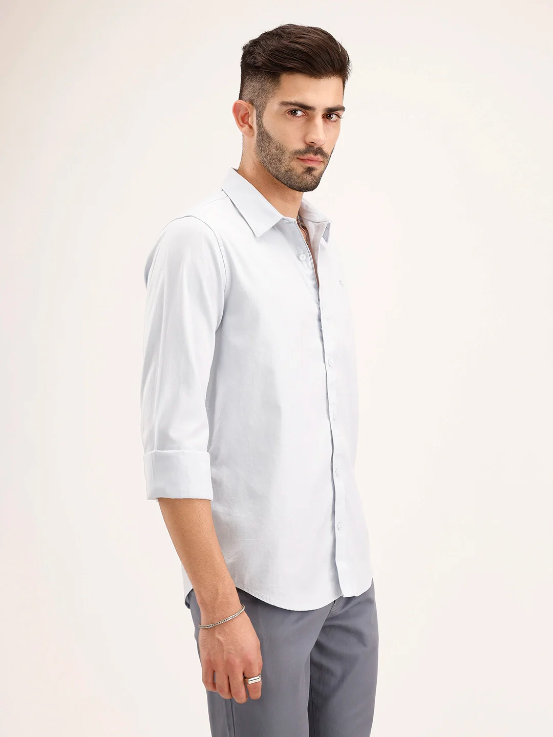 Solid Slim Fit Shirt | Light Blue - Image 4