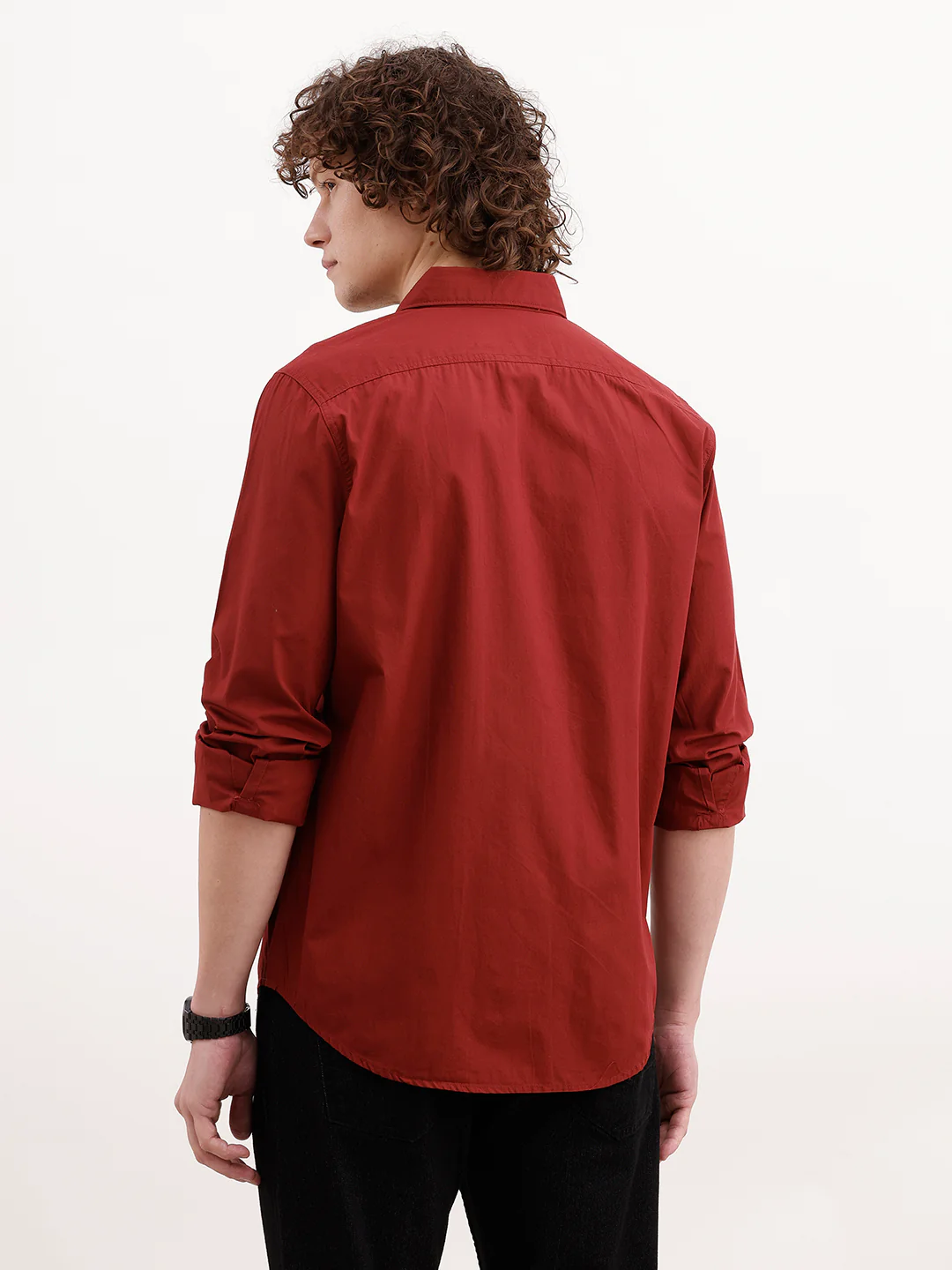 Solid Slim Fit Shirt | Maroon - Image 3