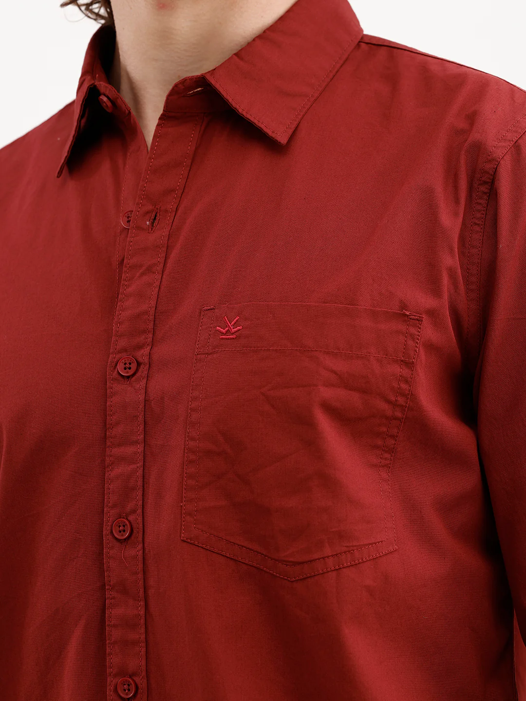 Solid Slim Fit Shirt | Maroon - Image 5