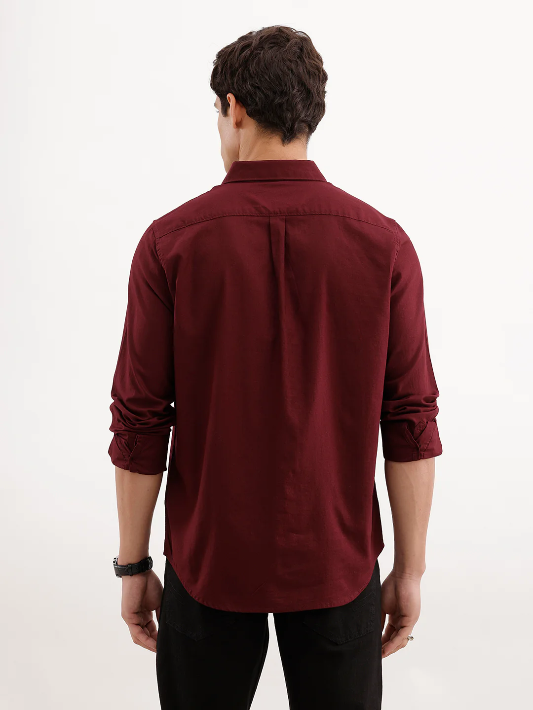 Solid Slim Fit Shirt  | Maroon - Image 3