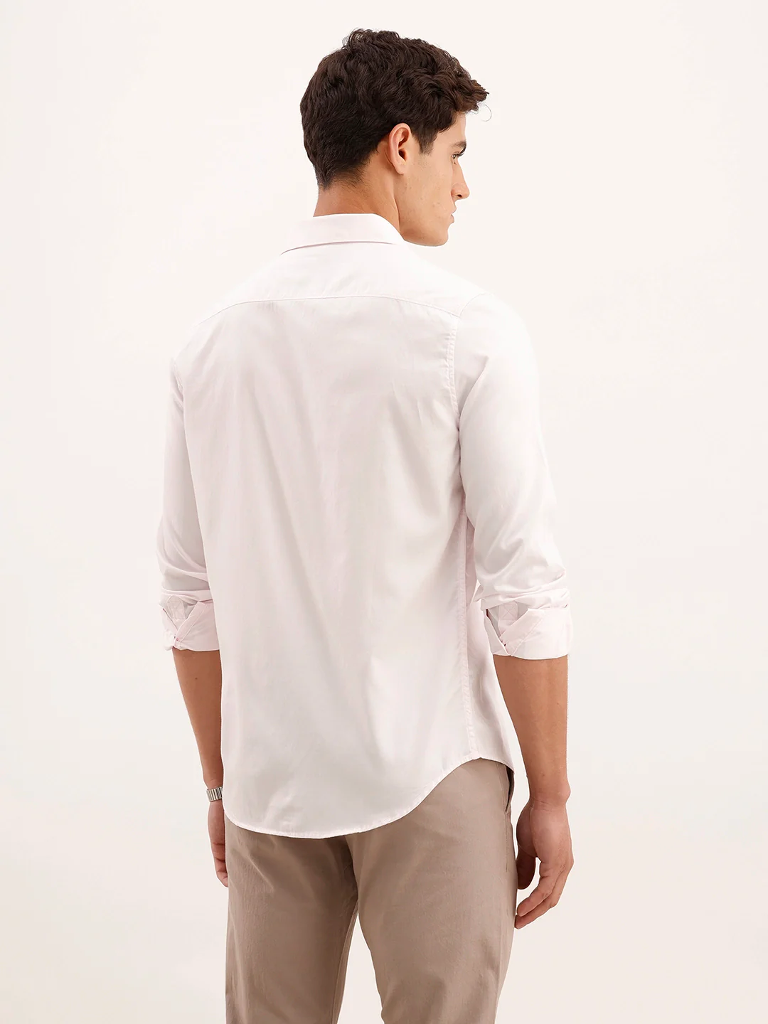 Solid Slim Fit Shirt | Pink - Image 3