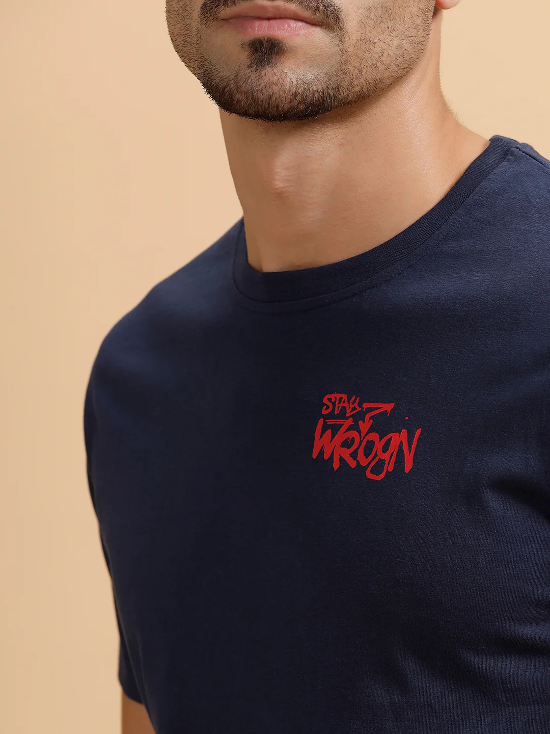 Solid Slim Fit T-Shirt  | Navy Blue - Image 5
