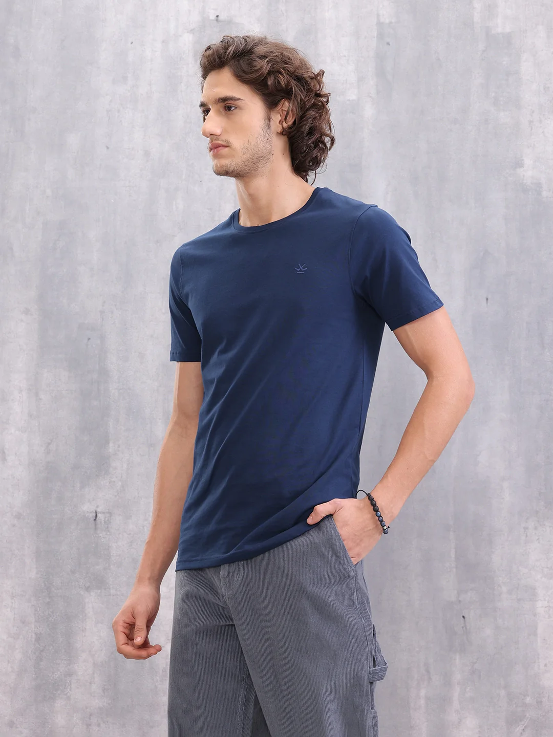 Solid Slim Fit T-Shirt  | Navy Blue - Image 5