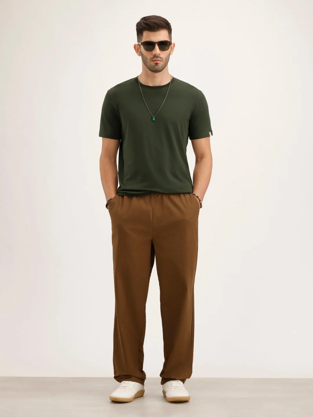 Solid Slim Fit T-Shirt | Olive - Image 2