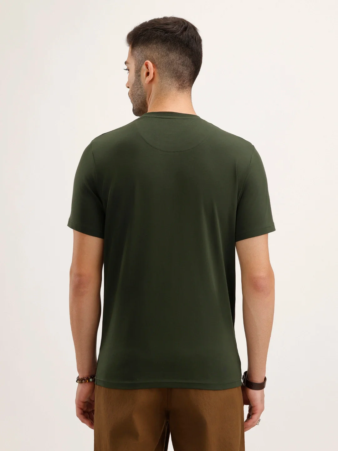 Solid Slim Fit T-Shirt | Olive - Image 3