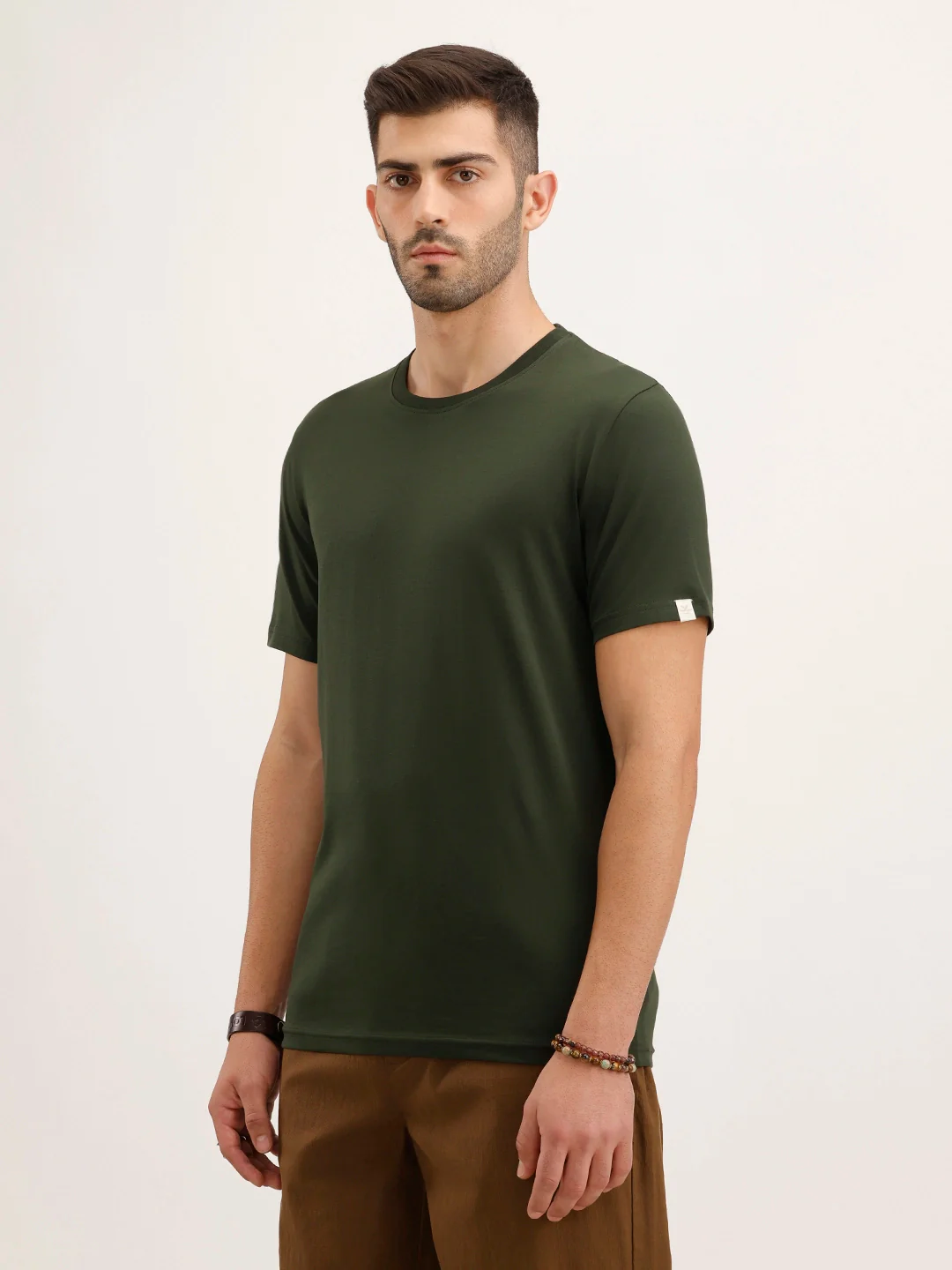 Solid Slim Fit T-Shirt | Olive - Image 4