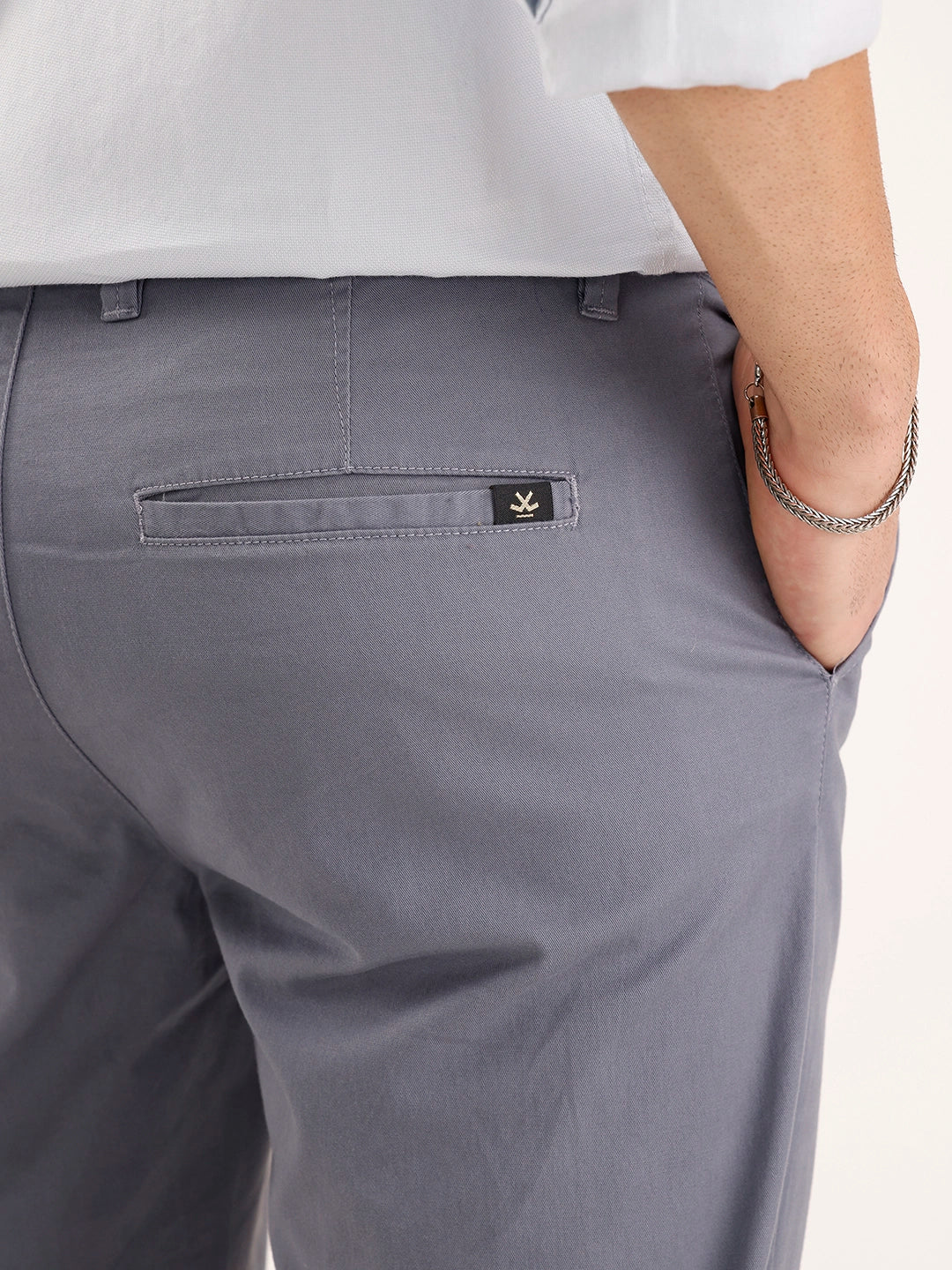 Solid Slim Fit Trouser   |  Grey - Image 5