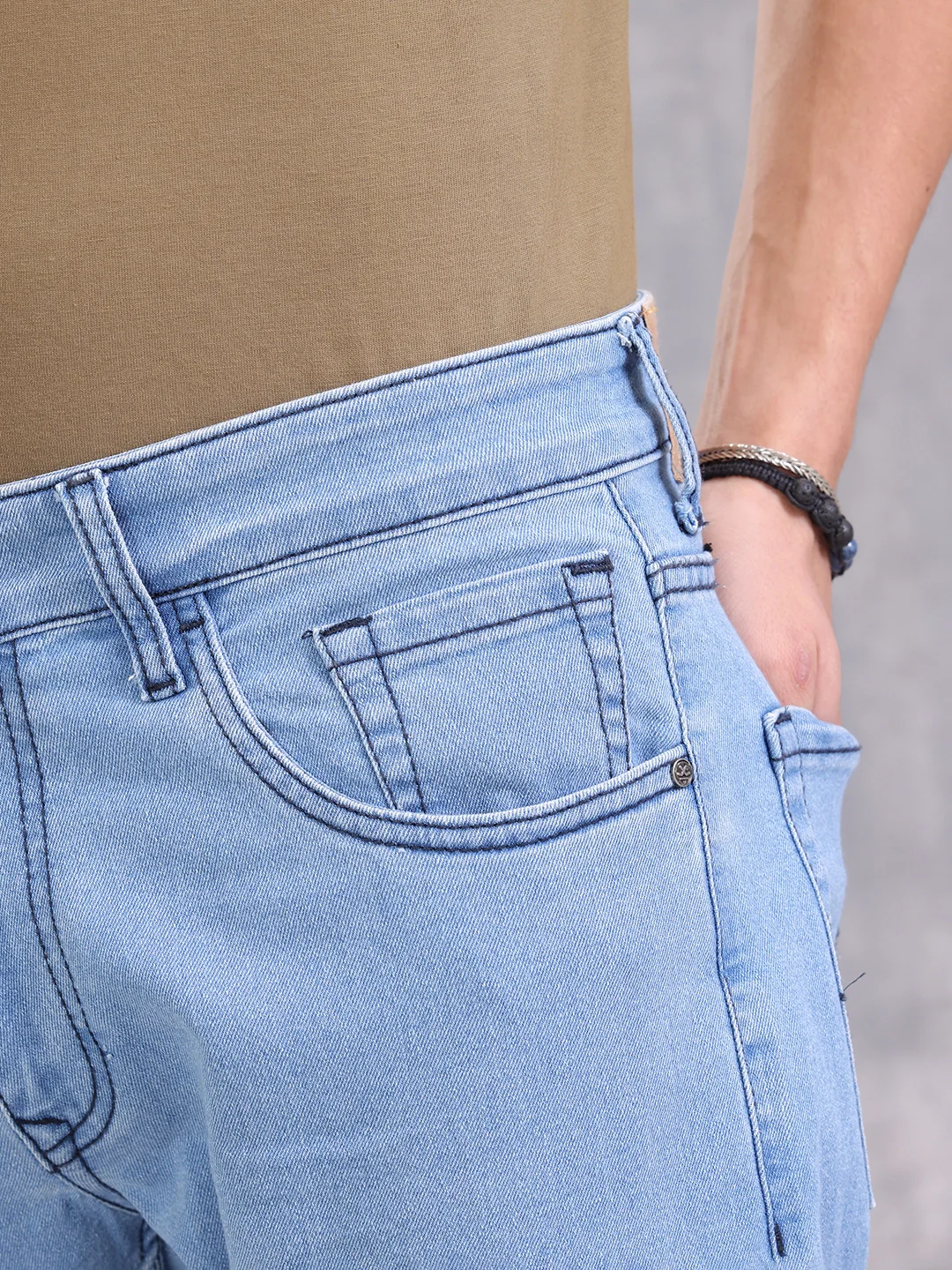 Solid Slim Tapered Jeans | Blue - Image 4