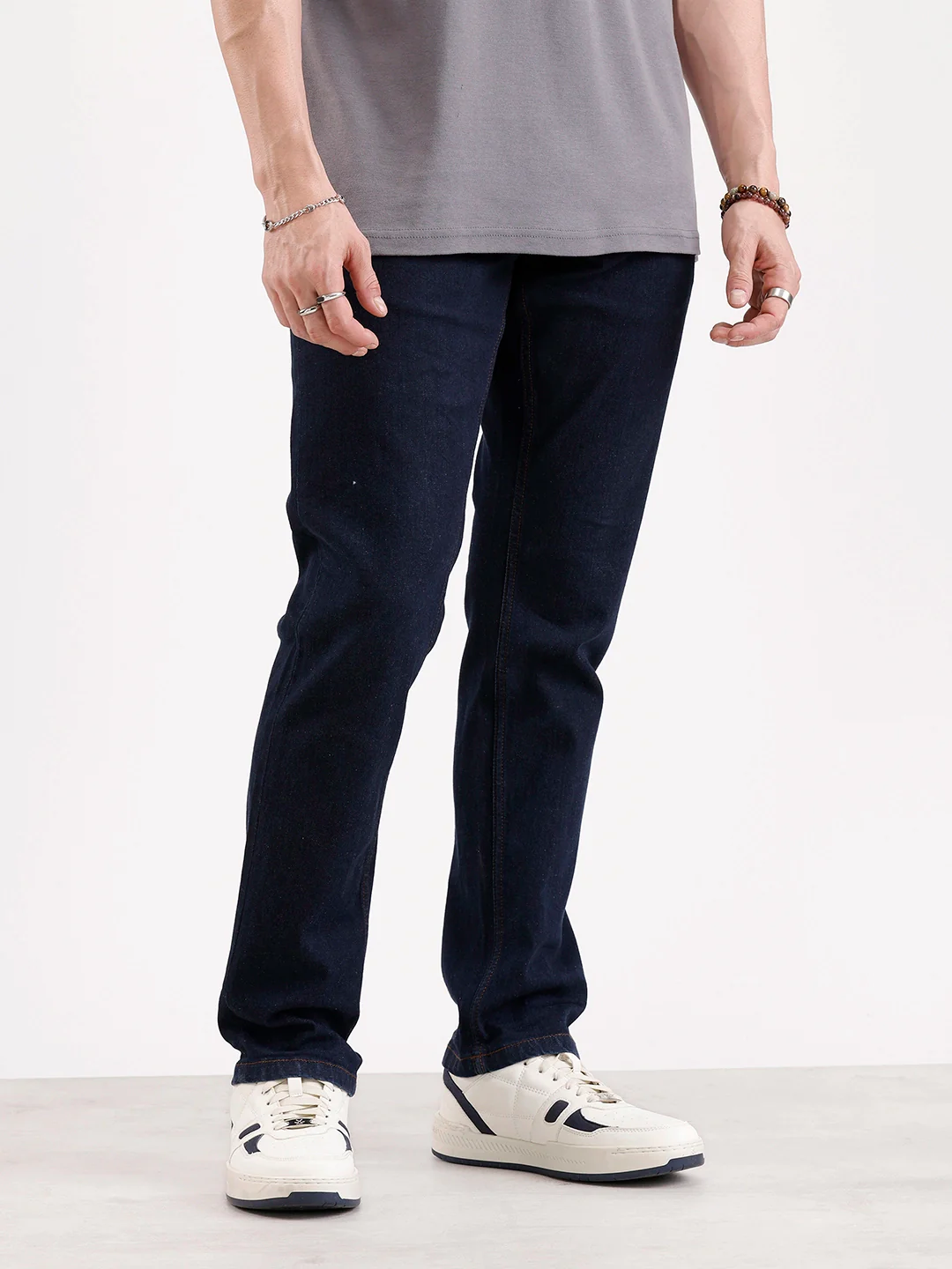 Solid Straight Fit Denim Jeans   |  Blue - Image 4