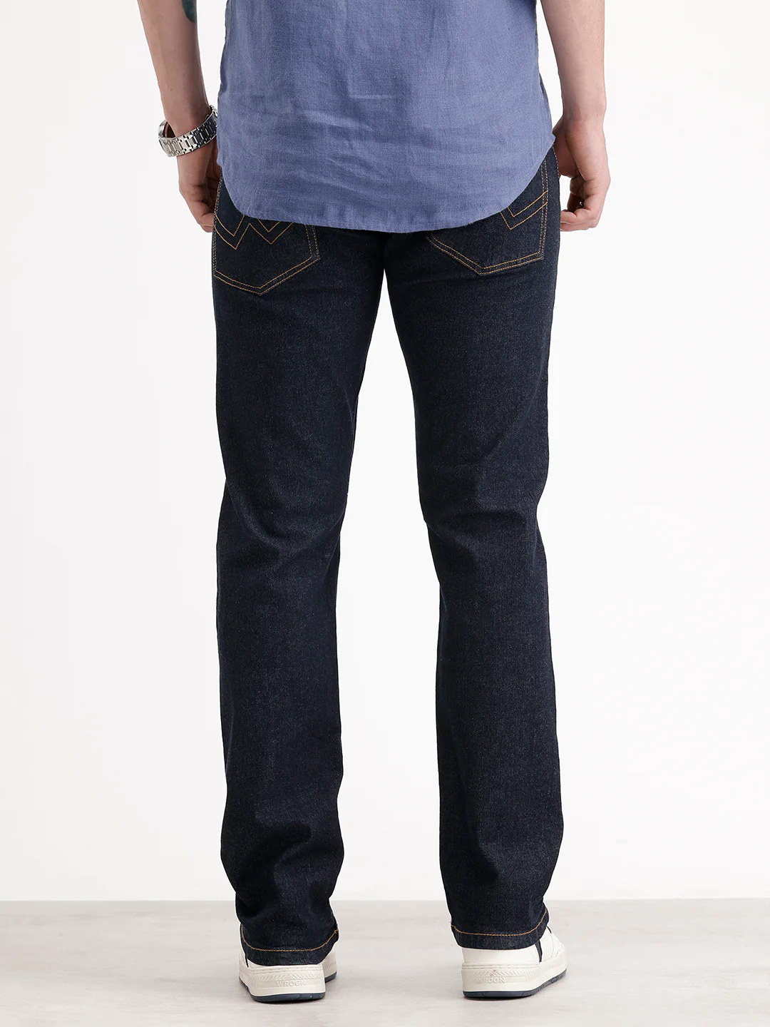 Solid Straight Fit Denim Jeans | Dark Blue - Image 3