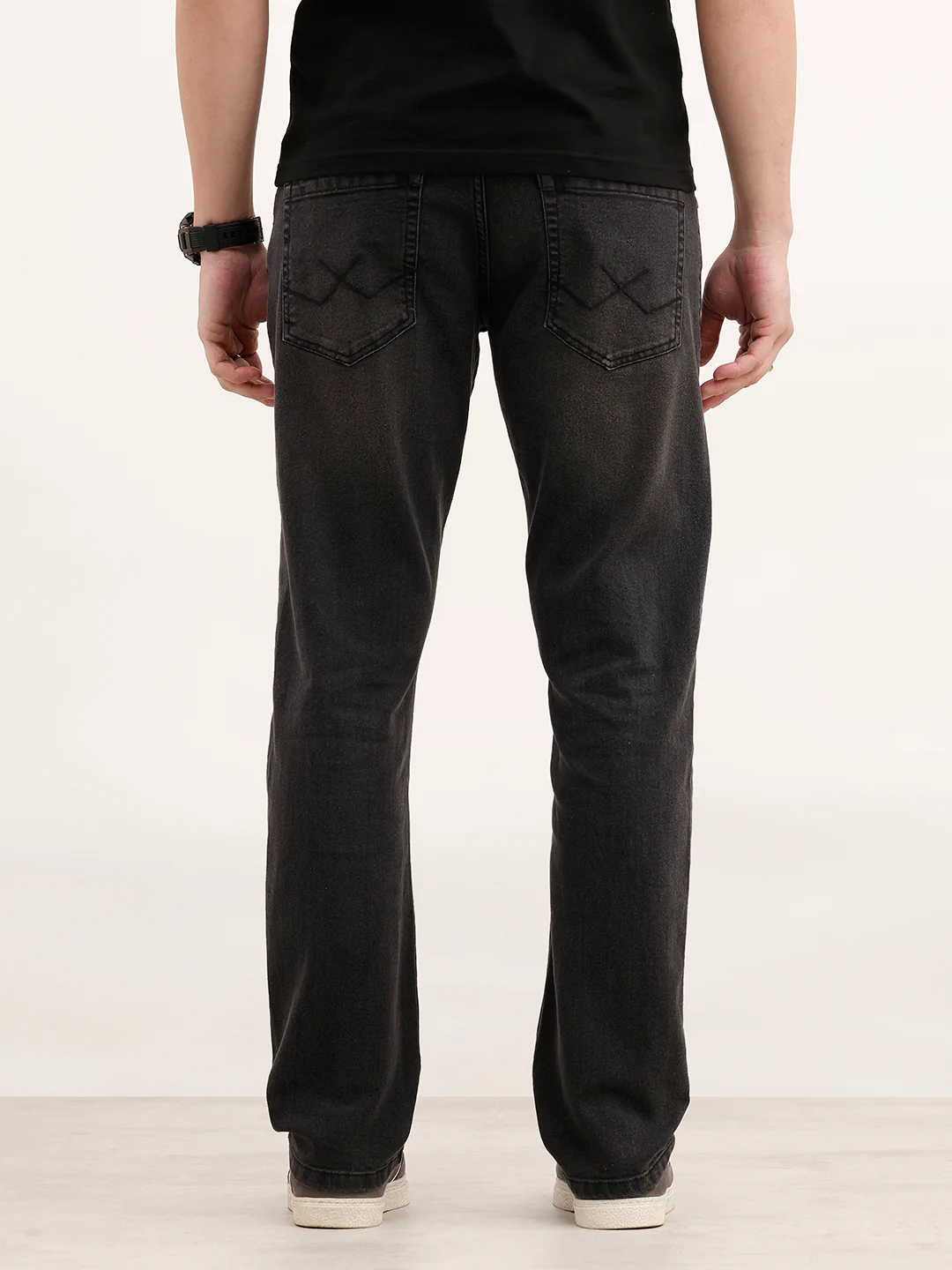 Solid Straight Fit Denim Jeans | Dark Grey - Image 3