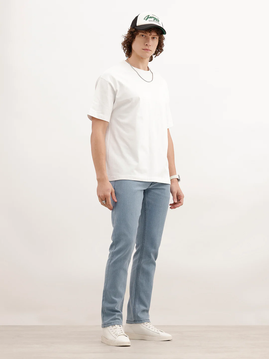 Solid Straight Fit Denim Jeans | Light Blue - Image 2