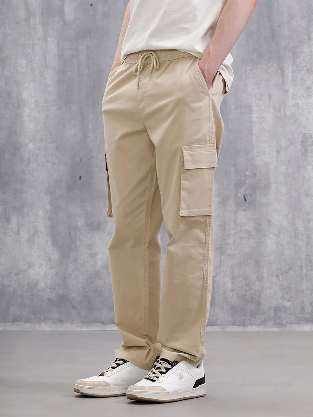 Solid Straight Fit Jeans | Off White - Image 4