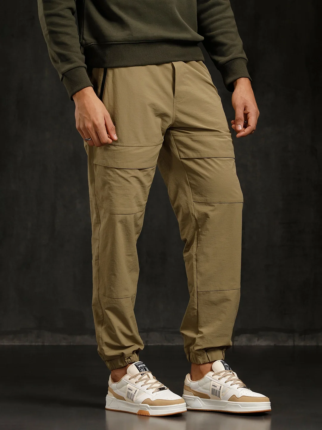 Solid Straight Fit Jogger | Khaki - Image 4