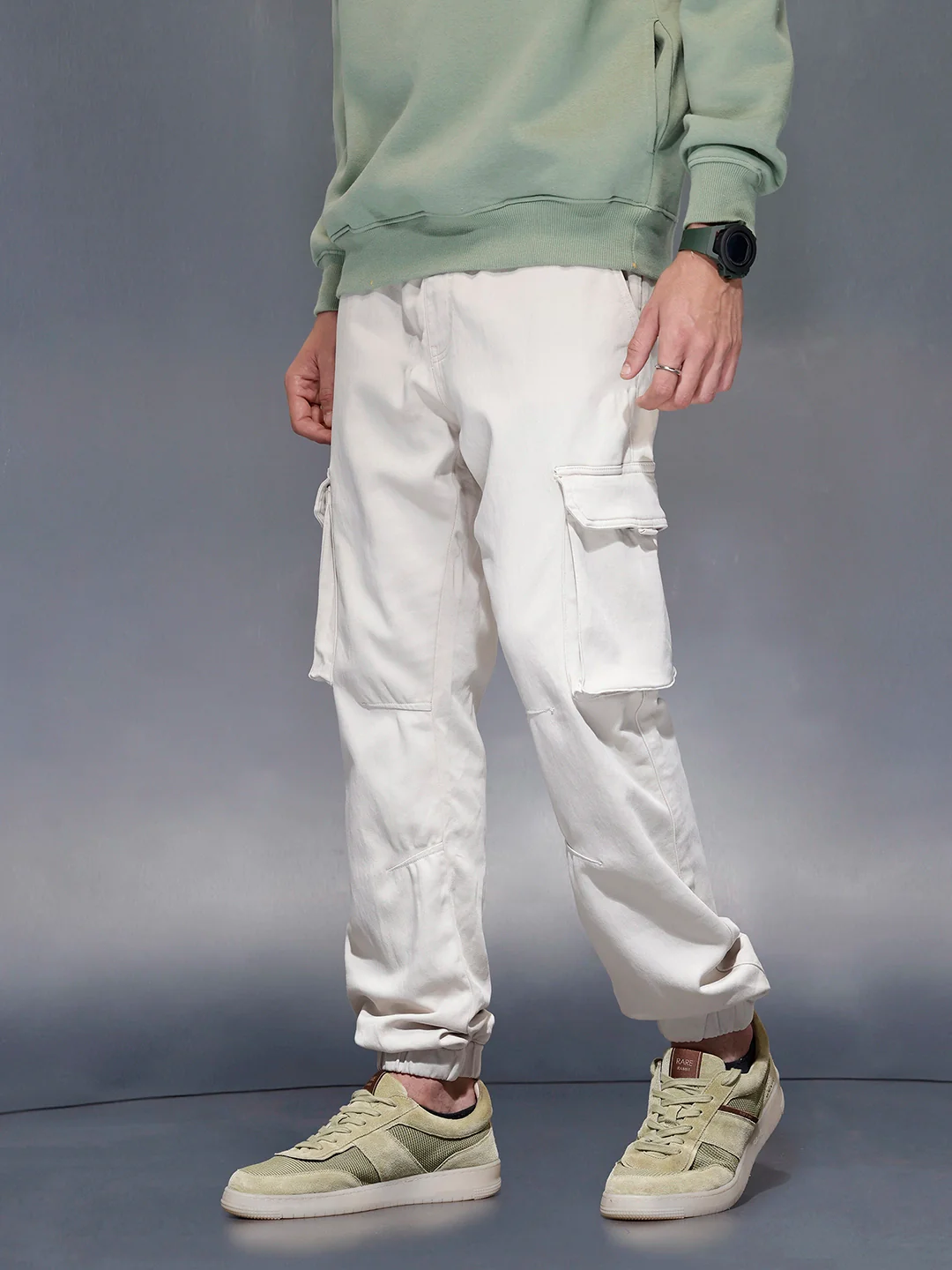 Solid Straight Fit Jogger | Off White - Image 4