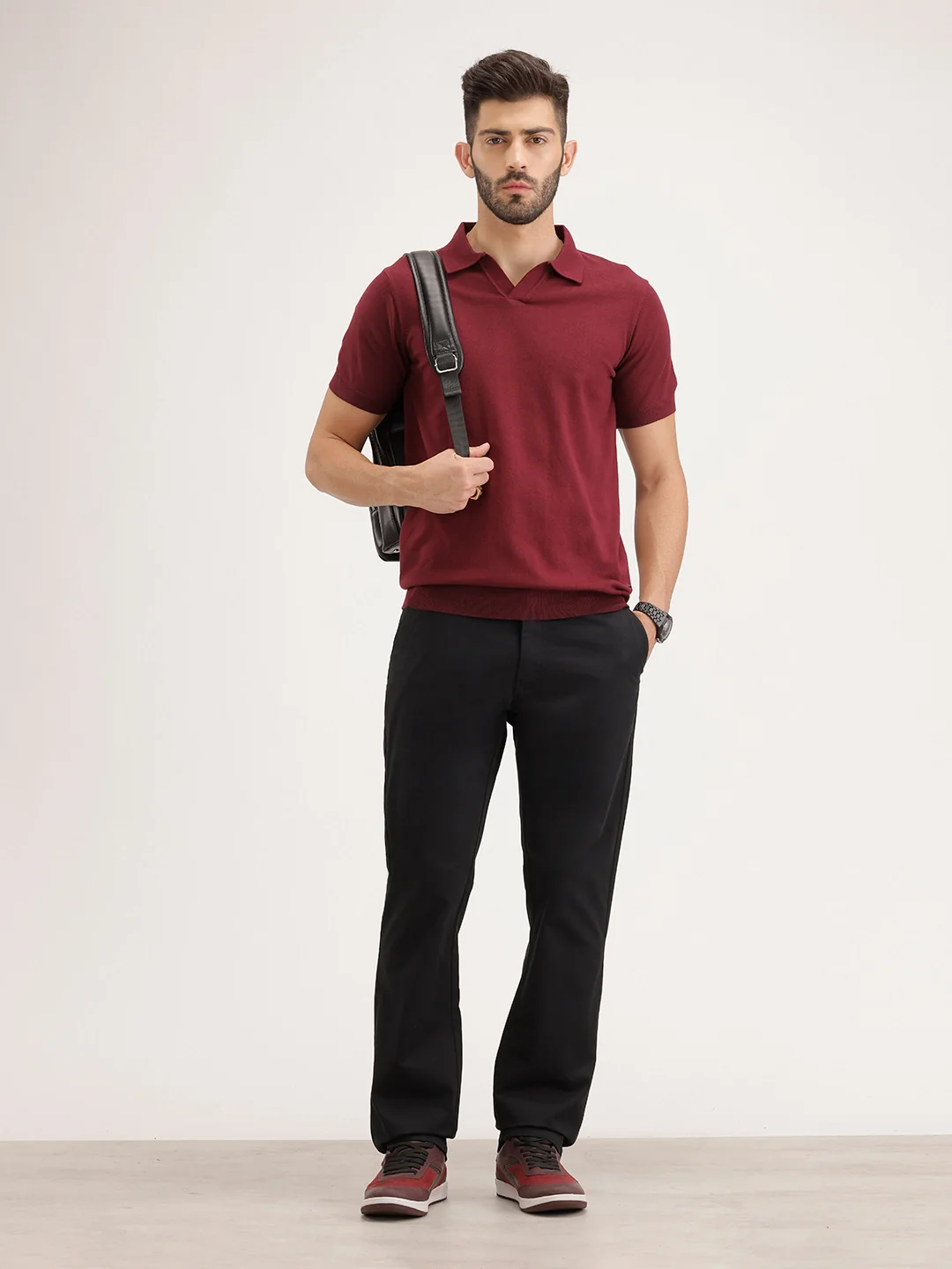 Solid Straight Fit Trouser | Black - Image 2