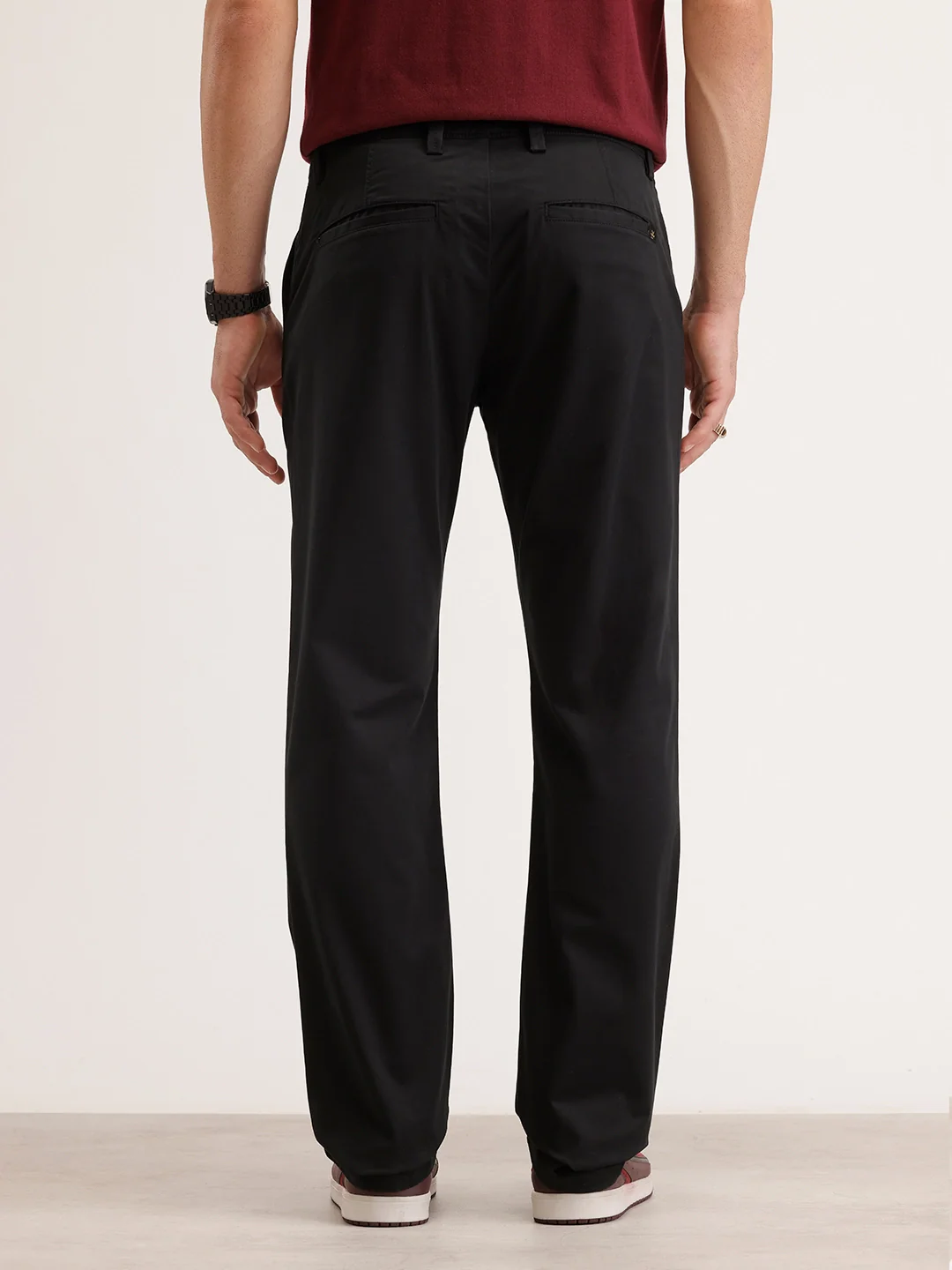 Solid Straight Fit Trouser | Black - Image 3