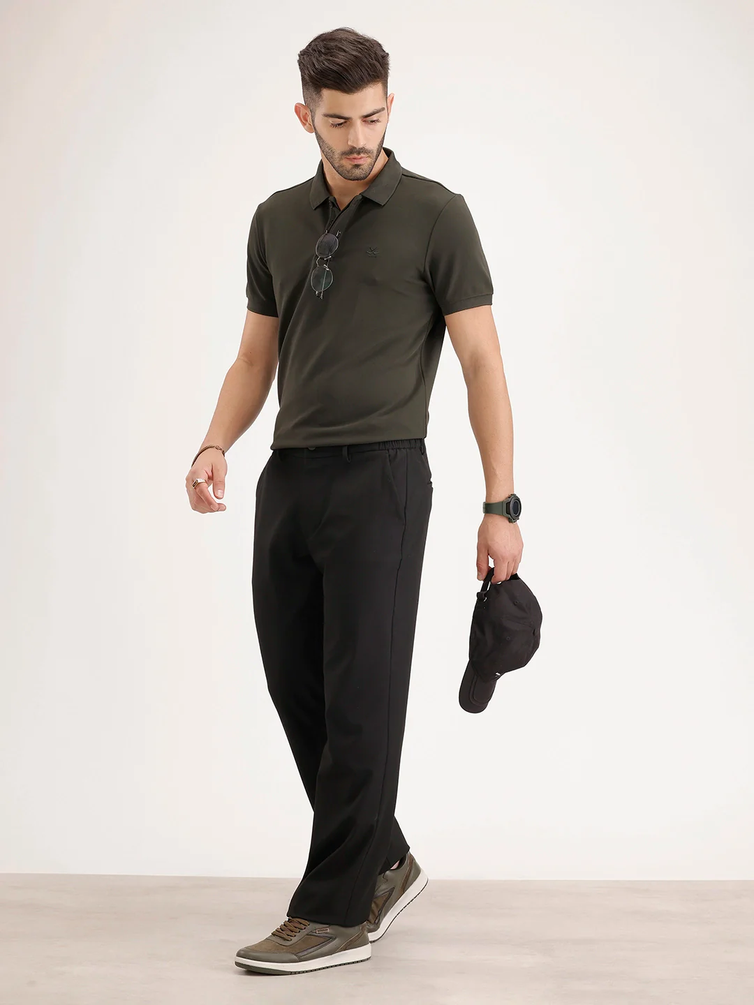 Solid Straight Fit Trouser | Black - Image 2