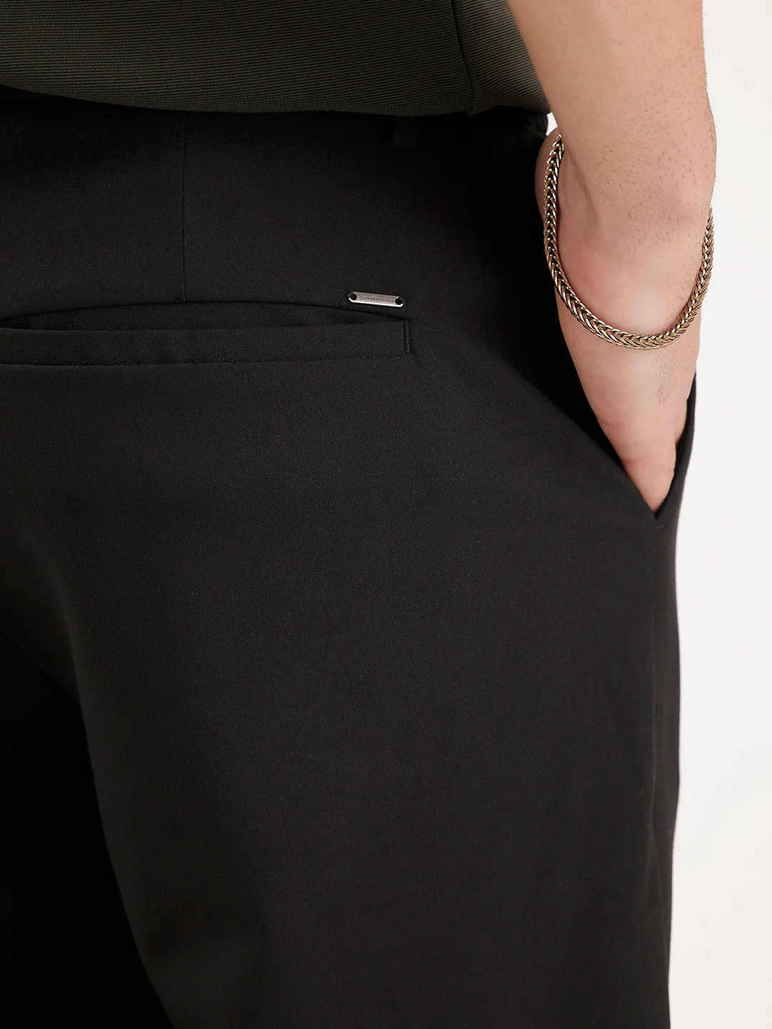 Solid Straight Fit Trouser | Black - Image 5