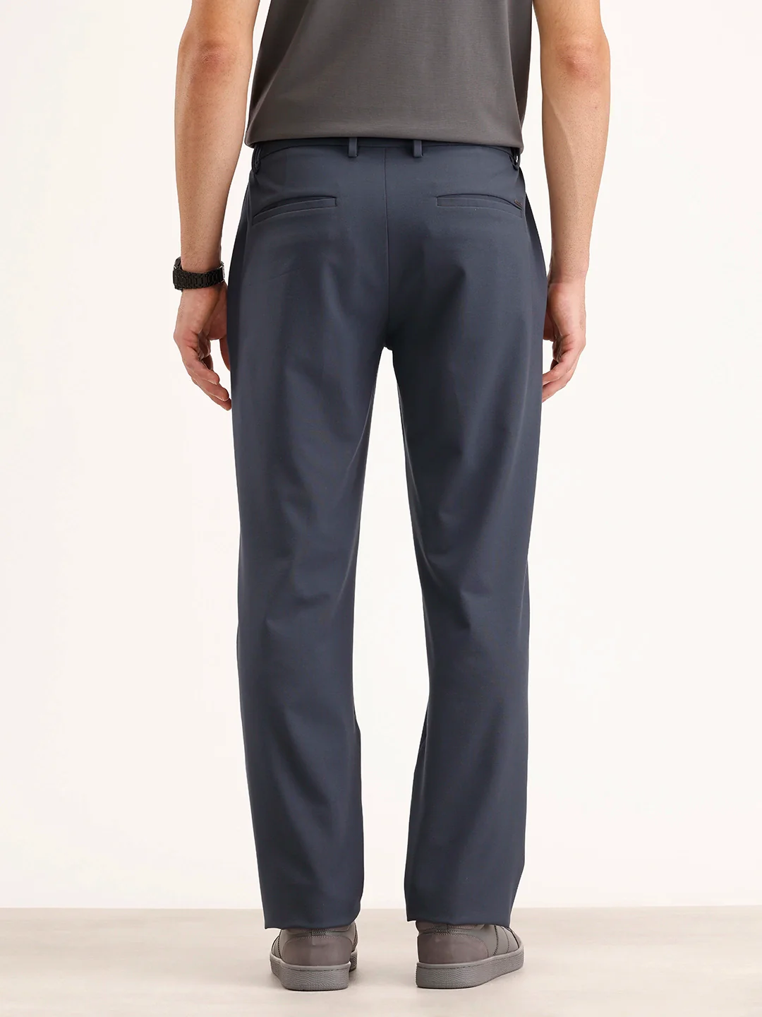 Solid Straight Fit Trouser | Blue - Image 3