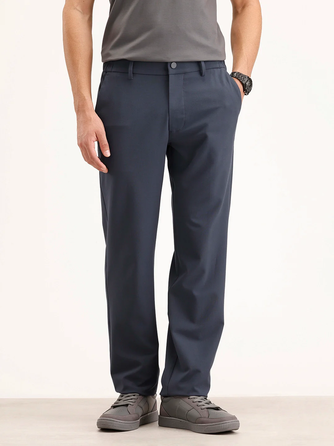 Solid Straight Fit Trouser | Blue - Image 6
