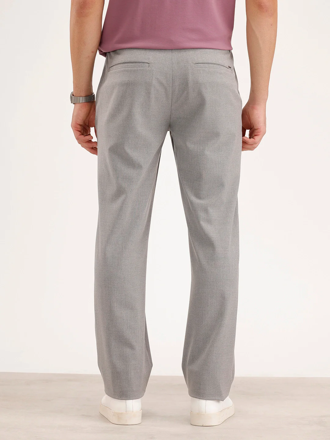 Solid Straight Fit Trouser | Grey - Image 3