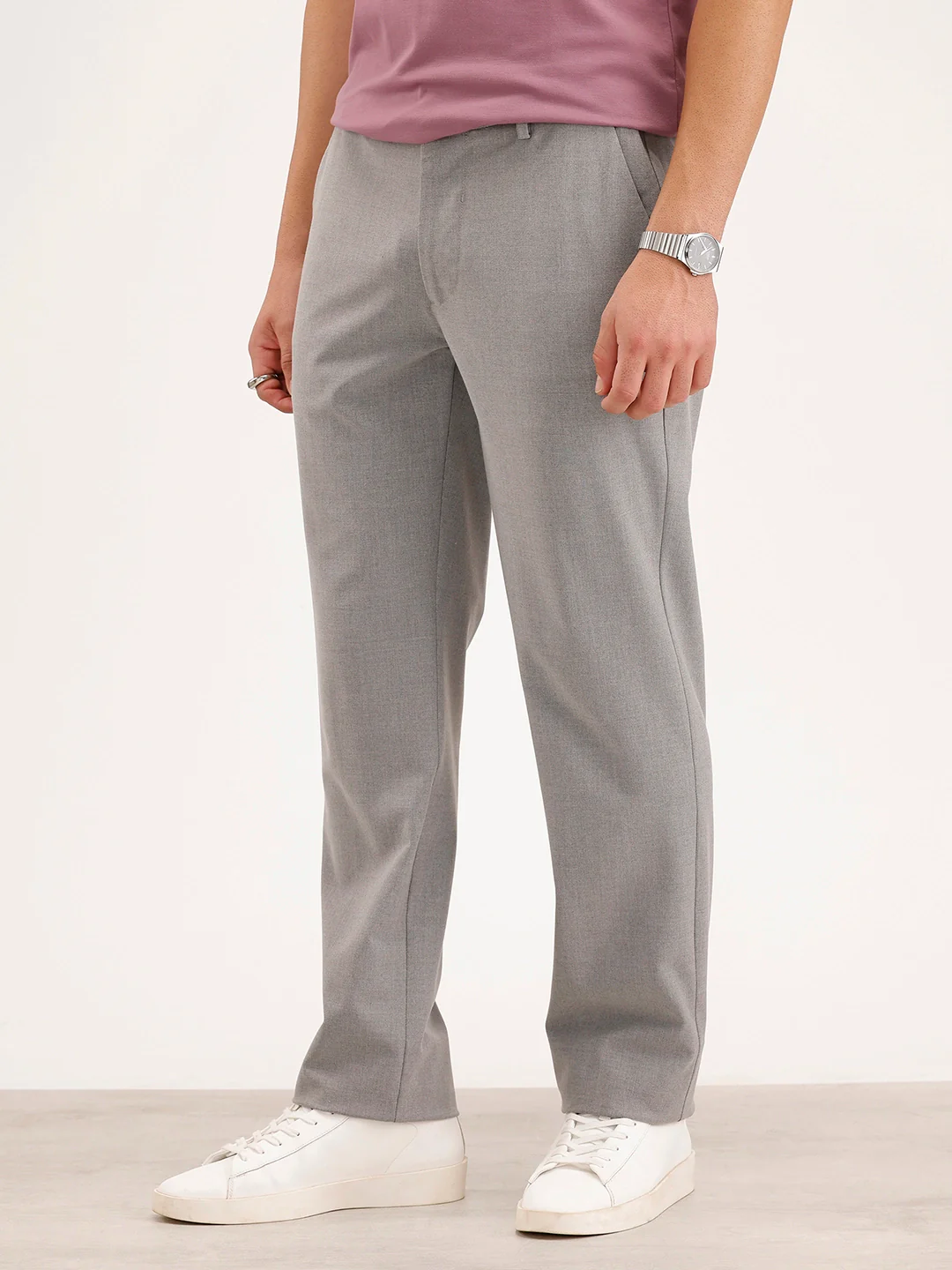 Solid Straight Fit Trouser | Grey - Image 4