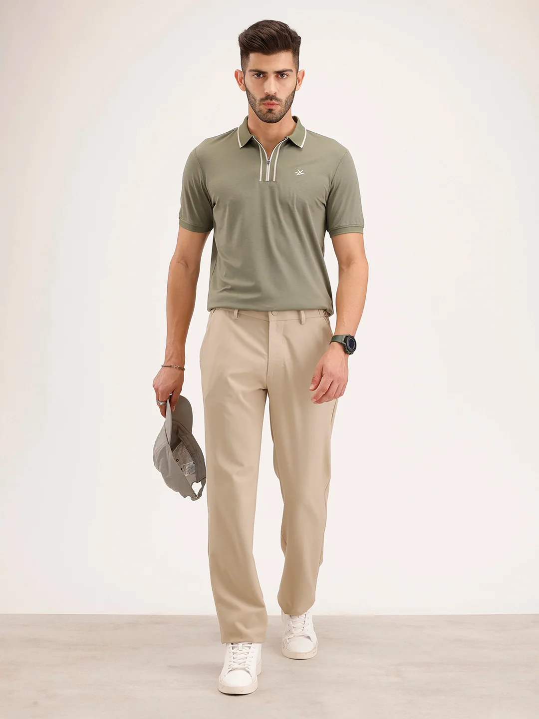 Solid Straight Fit Trouser | Khaki - Image 2