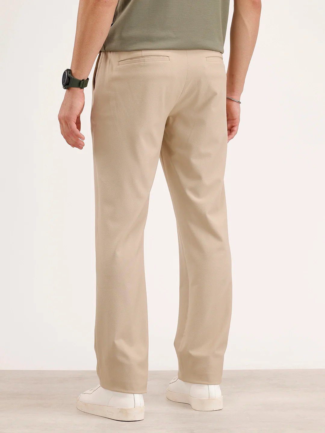 Solid Straight Fit Trouser | Khaki - Image 3