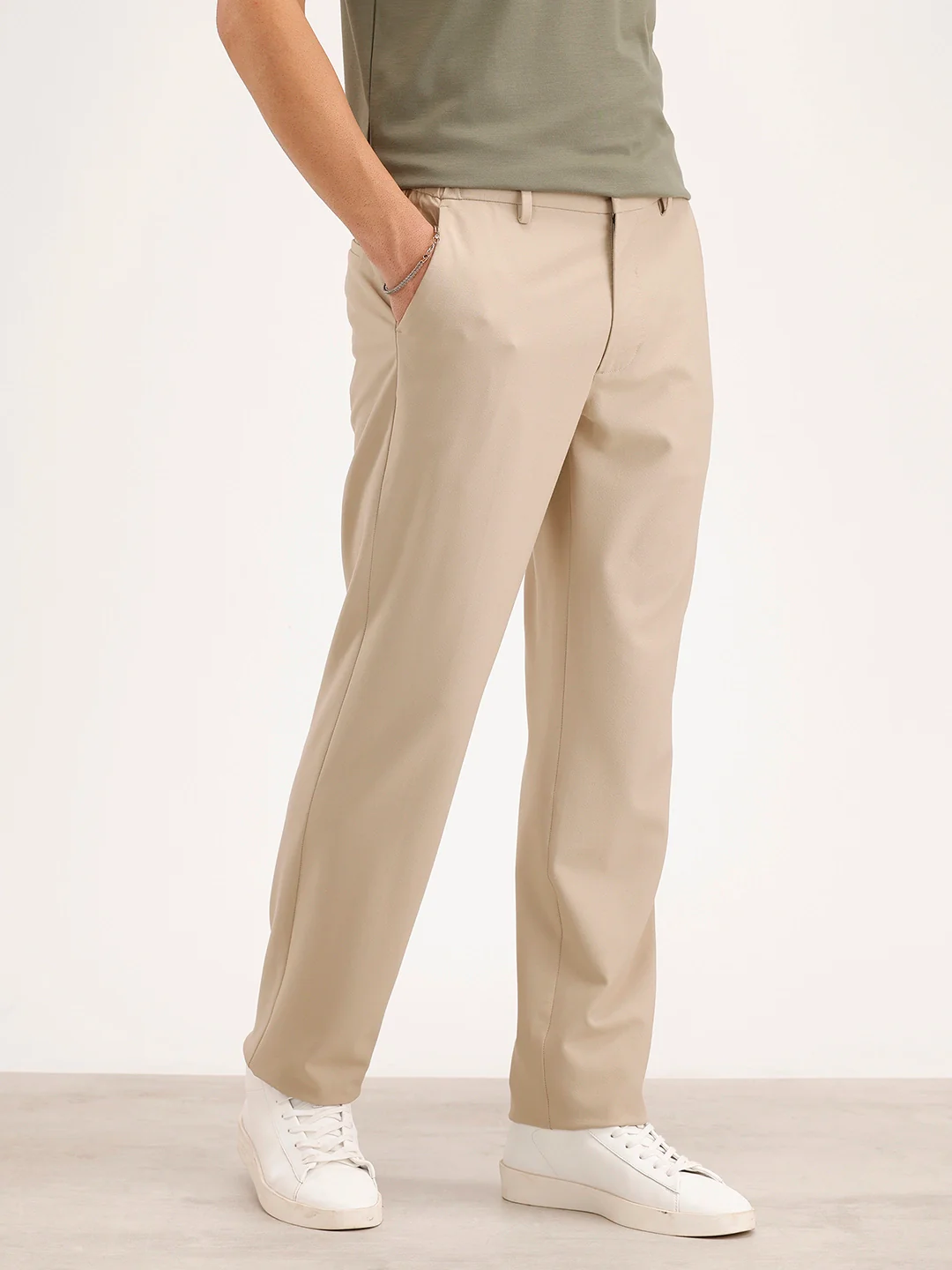 Solid Straight Fit Trouser | Khaki - Image 4