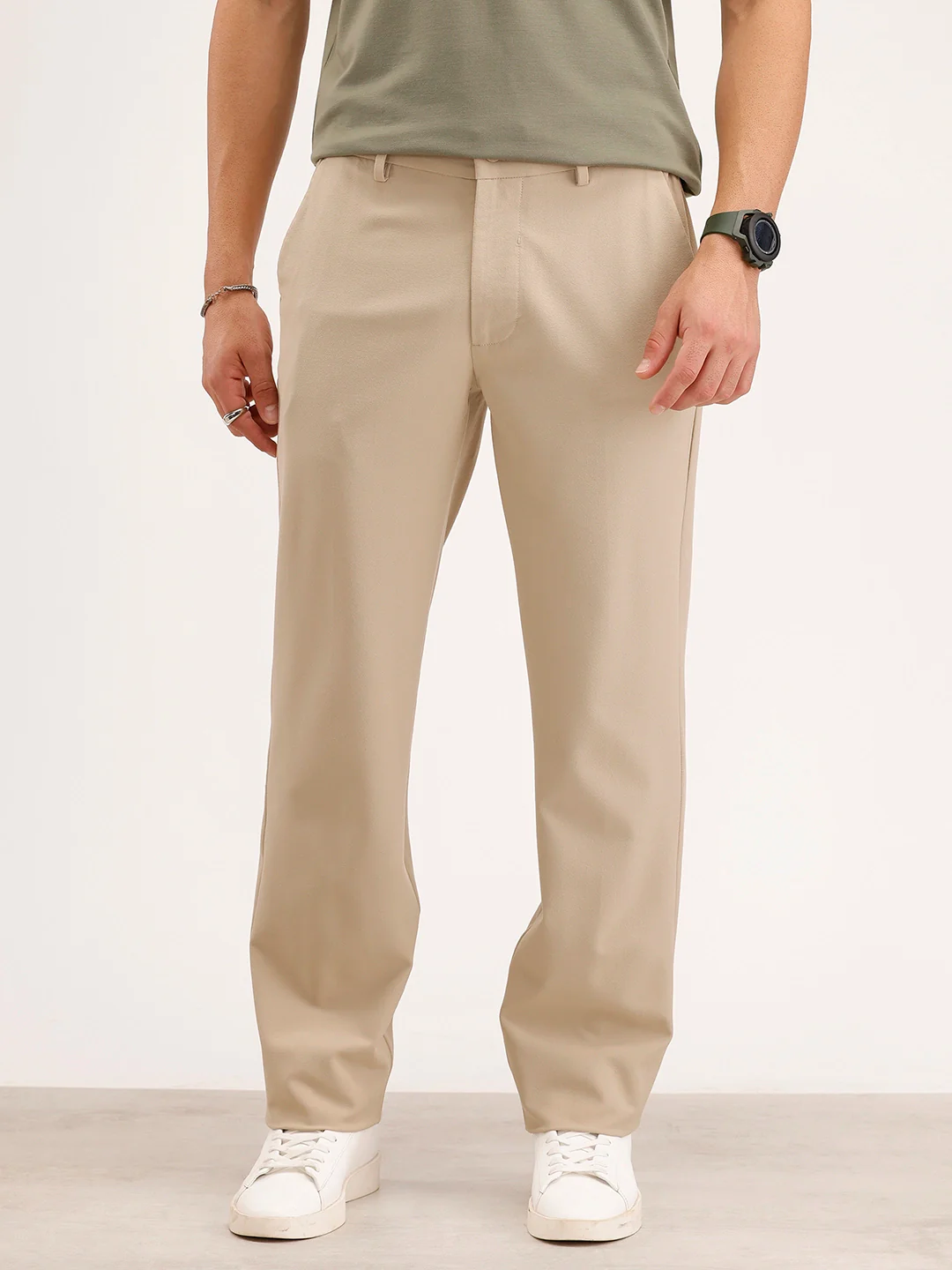 Solid Straight Fit Trouser | Khaki - Image 6