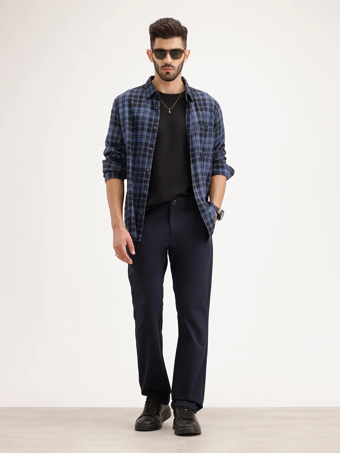 Solid Straight Fit Trouser | Navy Blue - Image 2