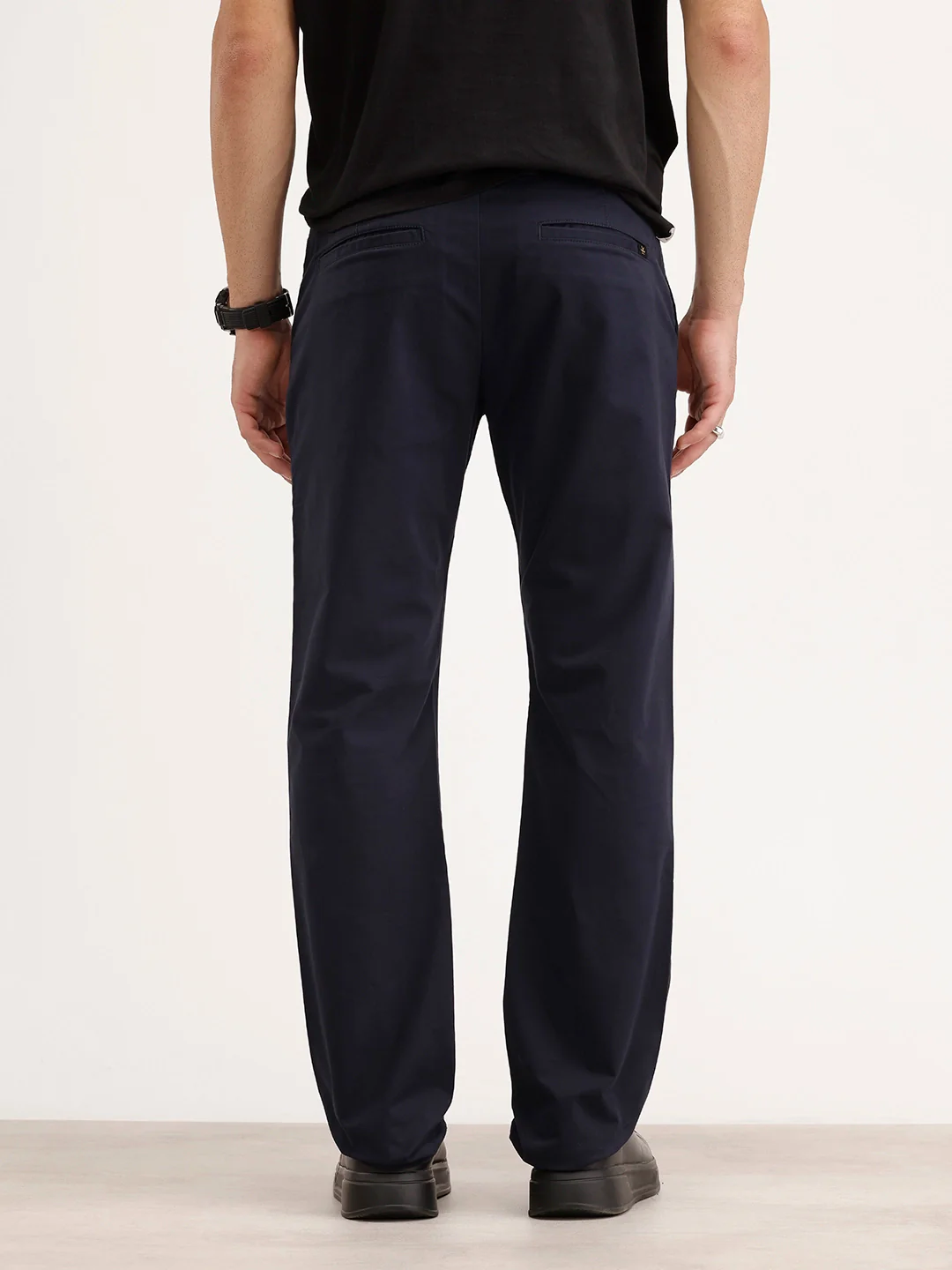 Solid Straight Fit Trouser | Navy Blue - Image 3