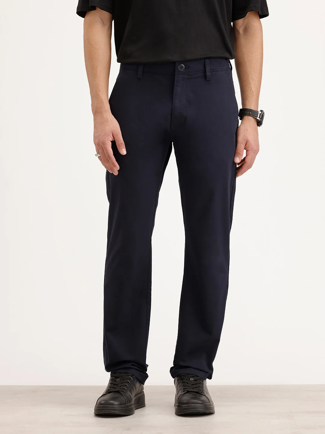Solid Straight Fit Trouser | Navy Blue - Image 6