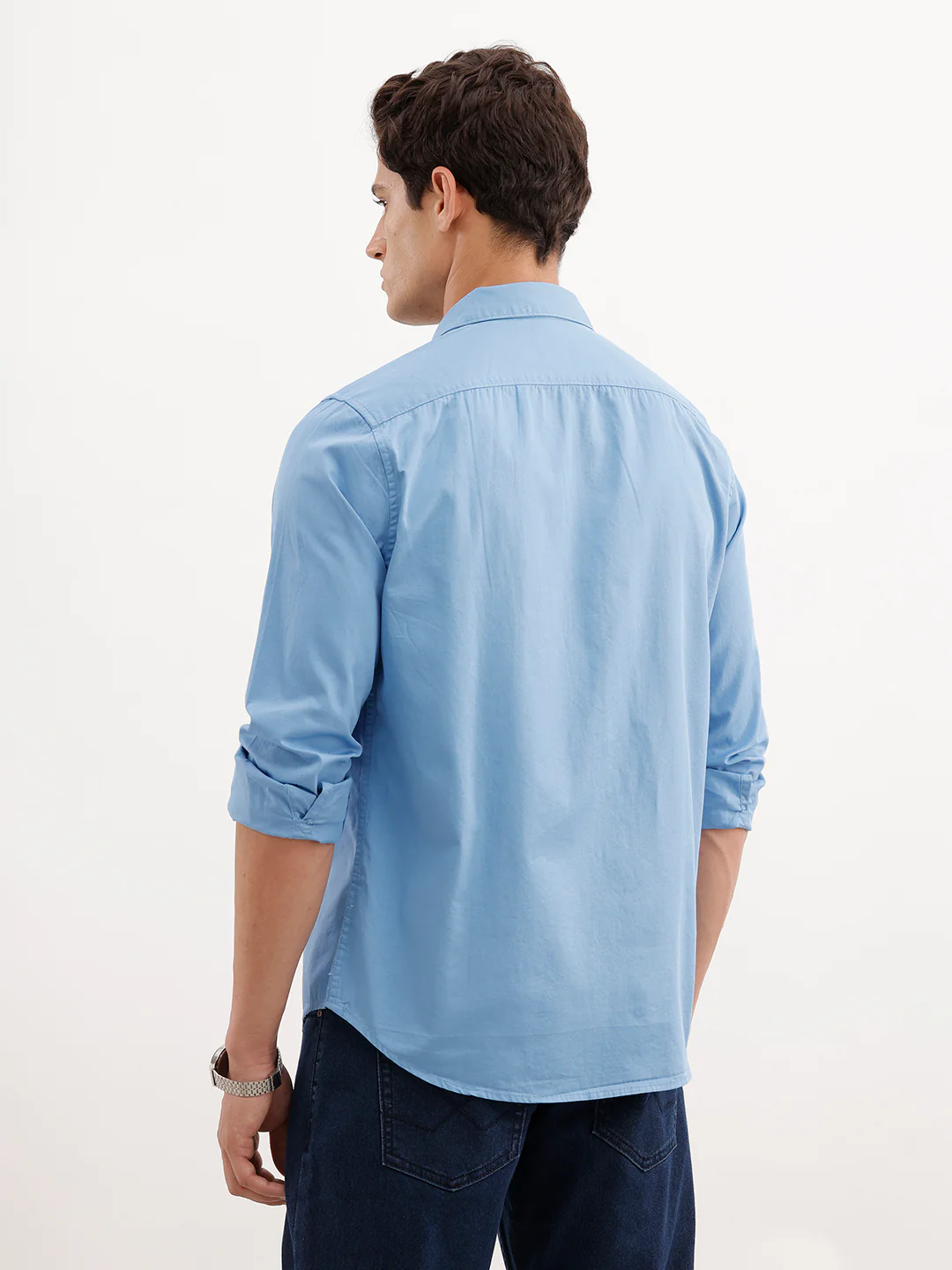 Solid Teal Casual Shirt - Image 3