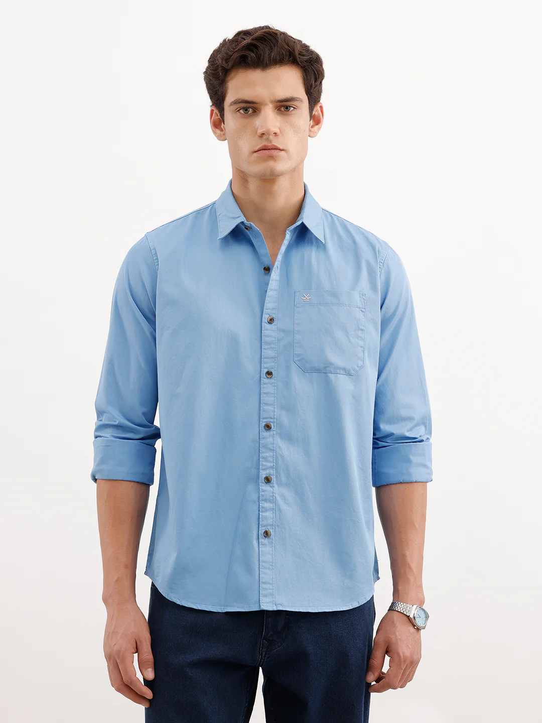 Solid Teal Casual Shirt - Image 6