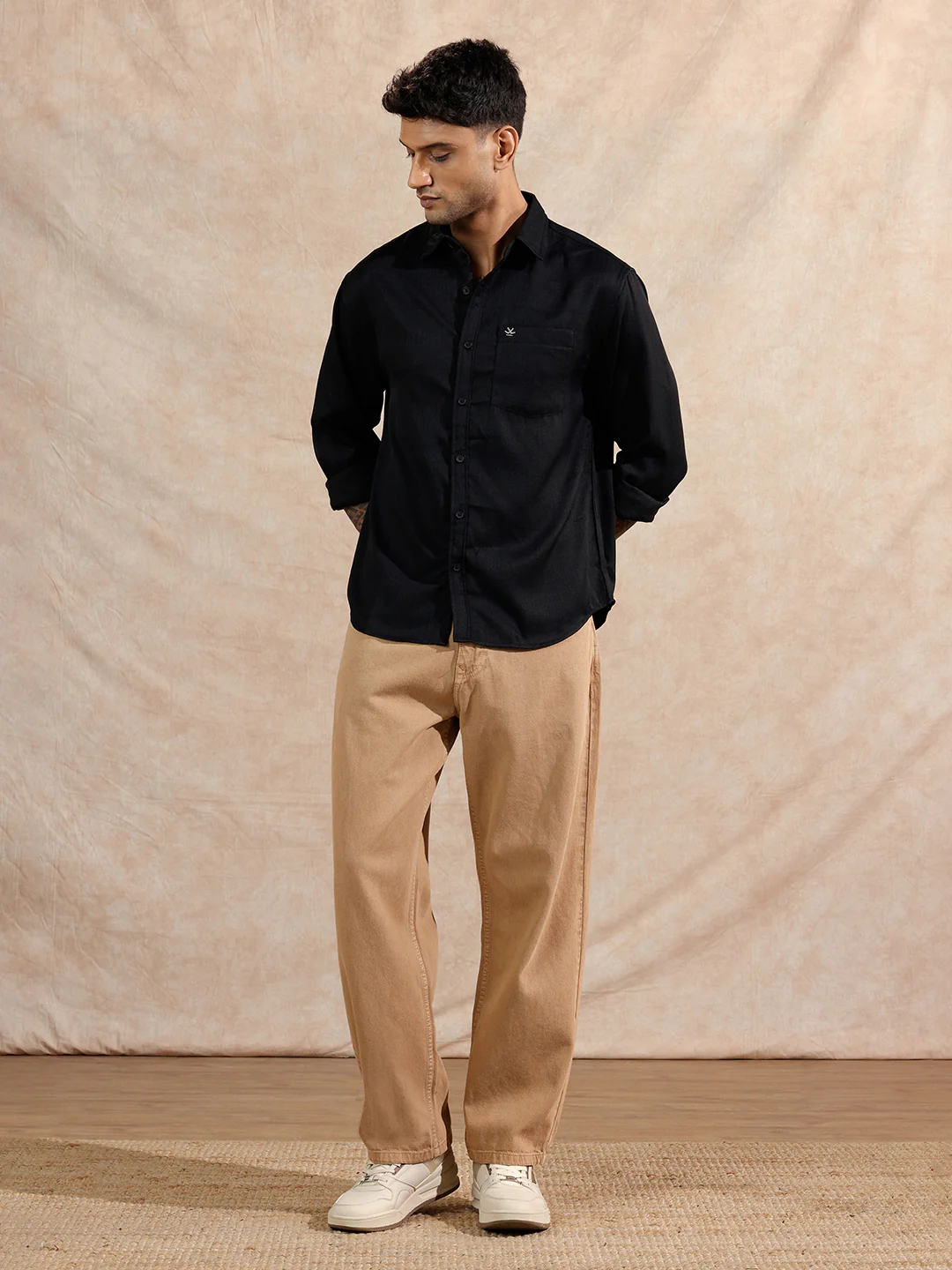 Solid Textured Comfort Fit Shirt | Black - Image 2
