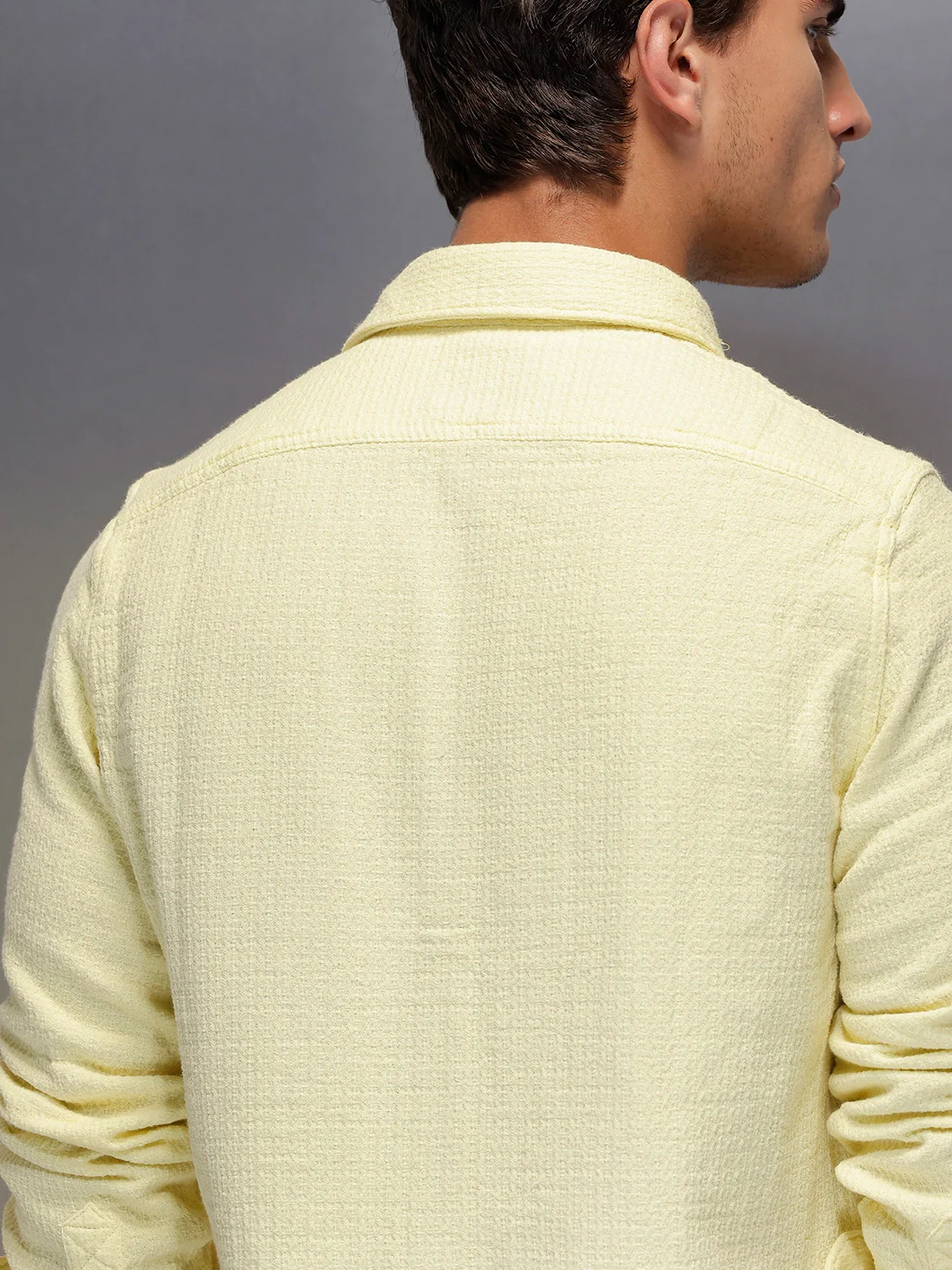 Solid Textured Full Sleeve Shirt   |  Yellow - Image 5
