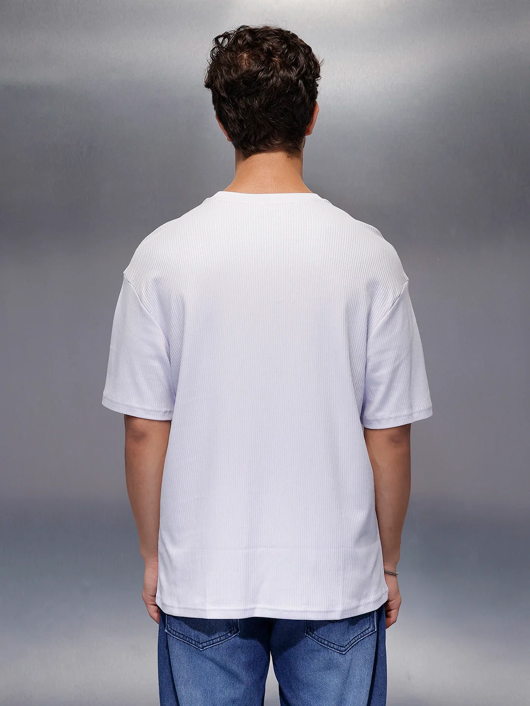 Solid Textured Regular T-Shirt   |  Lavender - Image 3